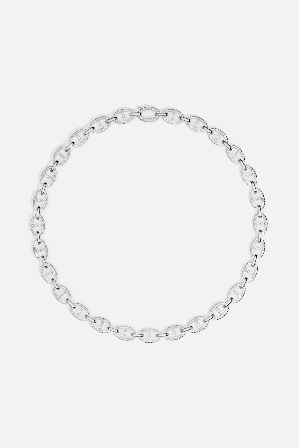 APM Morse Necklace, a luminous chain with rhodium finish and effortless allure.