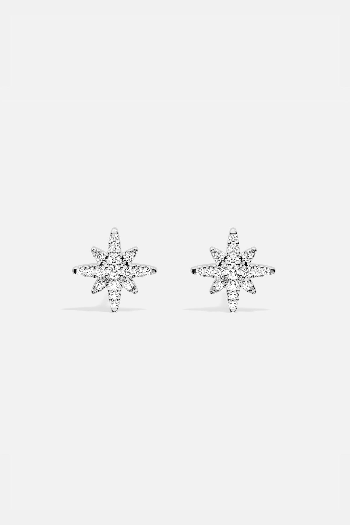 APM Star Earrings, a celestial sparkle in rhodium finish, quietly radiant.