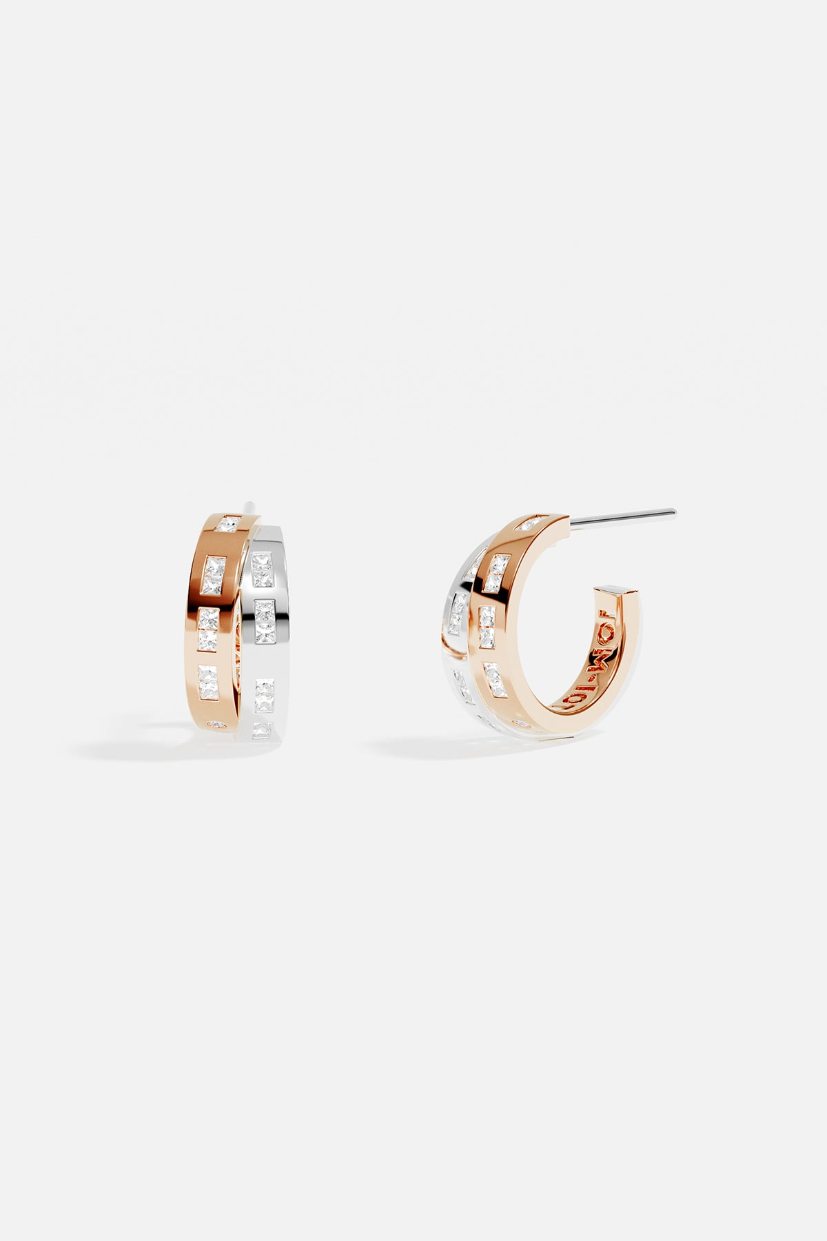 APM Hoop Earrings in two colors, a bold shimmer of modern elegance.