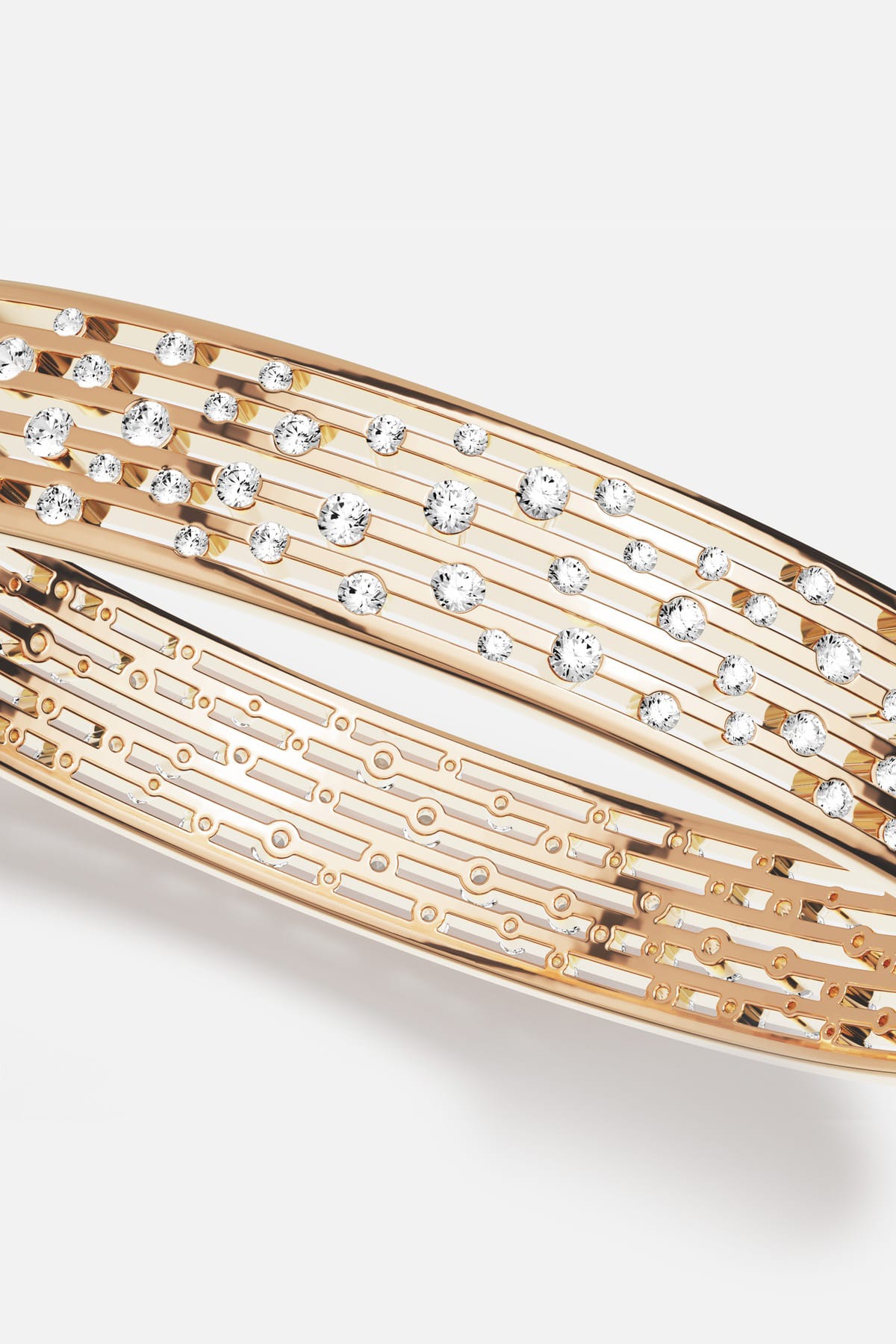 APM Monaco bangle in golden hues, scattered crystals shimmer like a soft constellation.