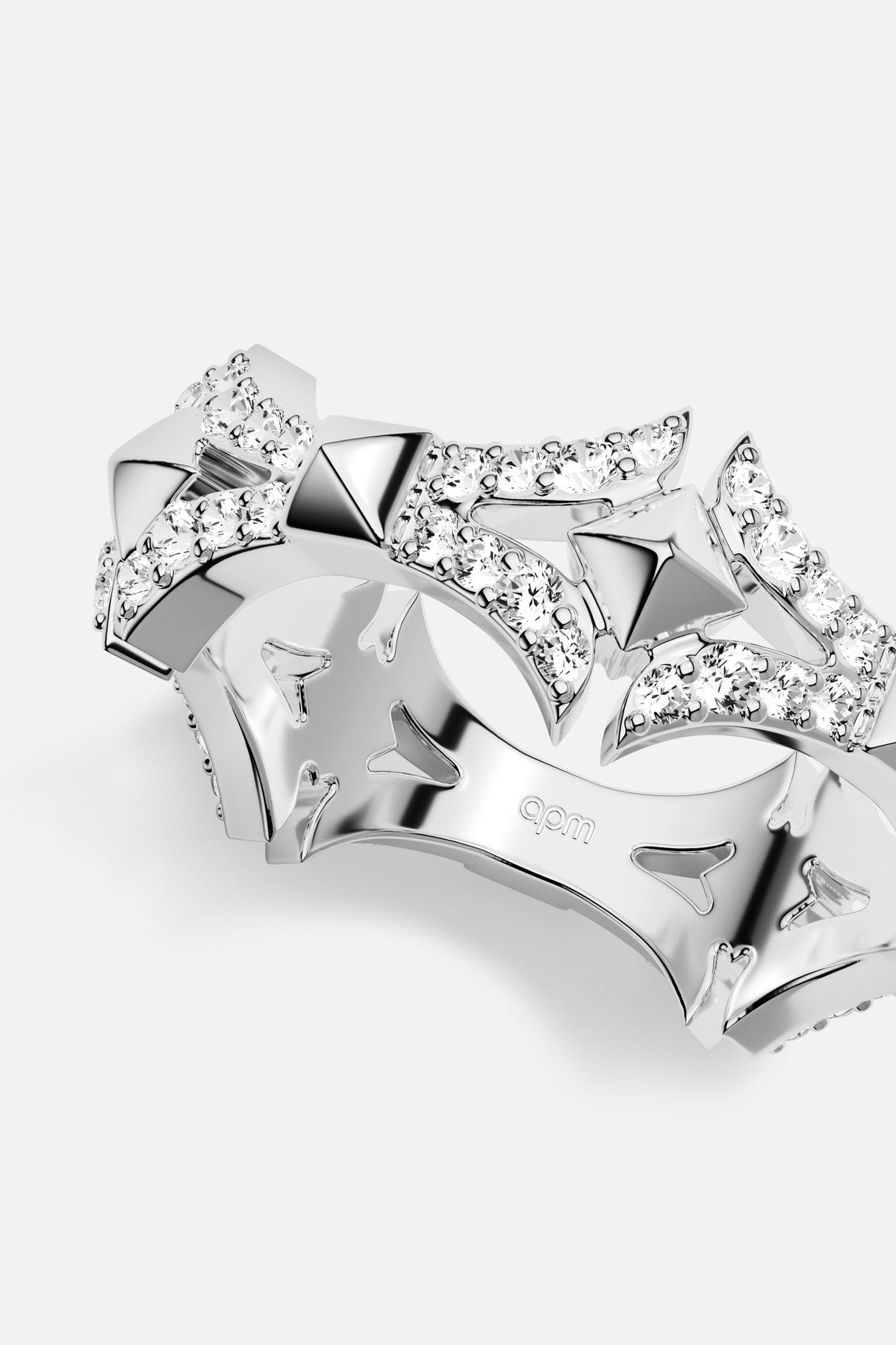 APM Ring, bold sparkle with a rebellious edge in rhodium finish.