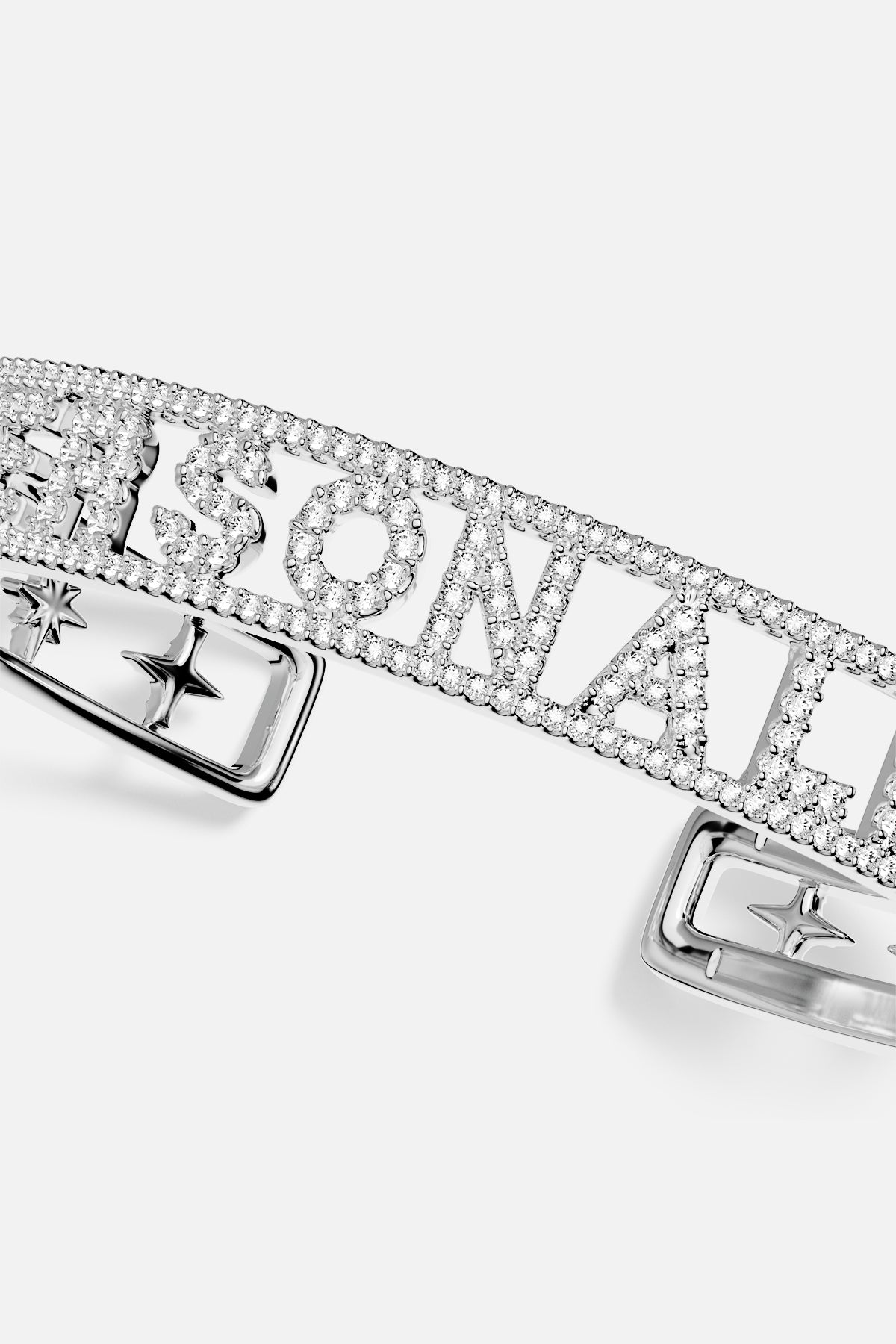 APM Personalised Bracelet, sparkling letters and starry details in radiant rhodium finish.