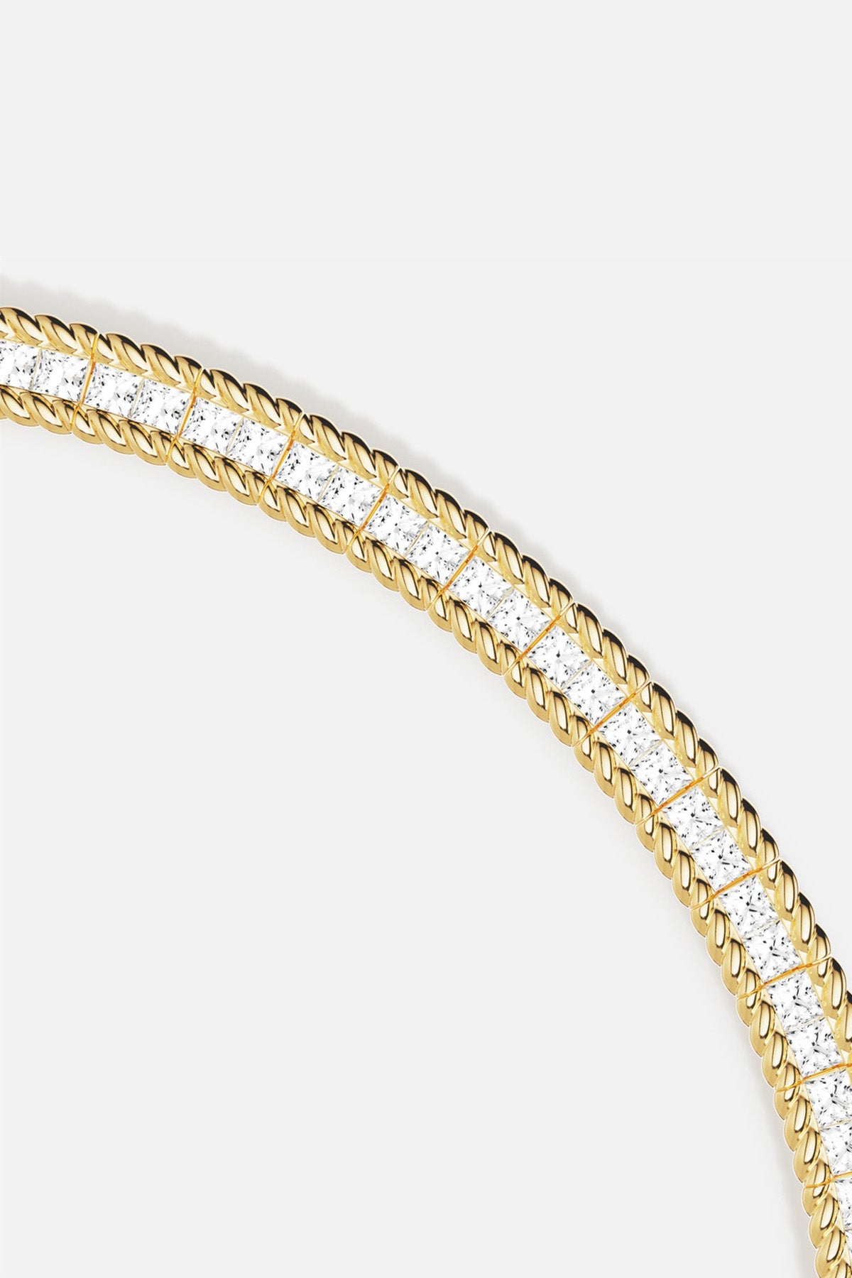APM Necklace framed in golden twists, a luminous line of quiet radiance.