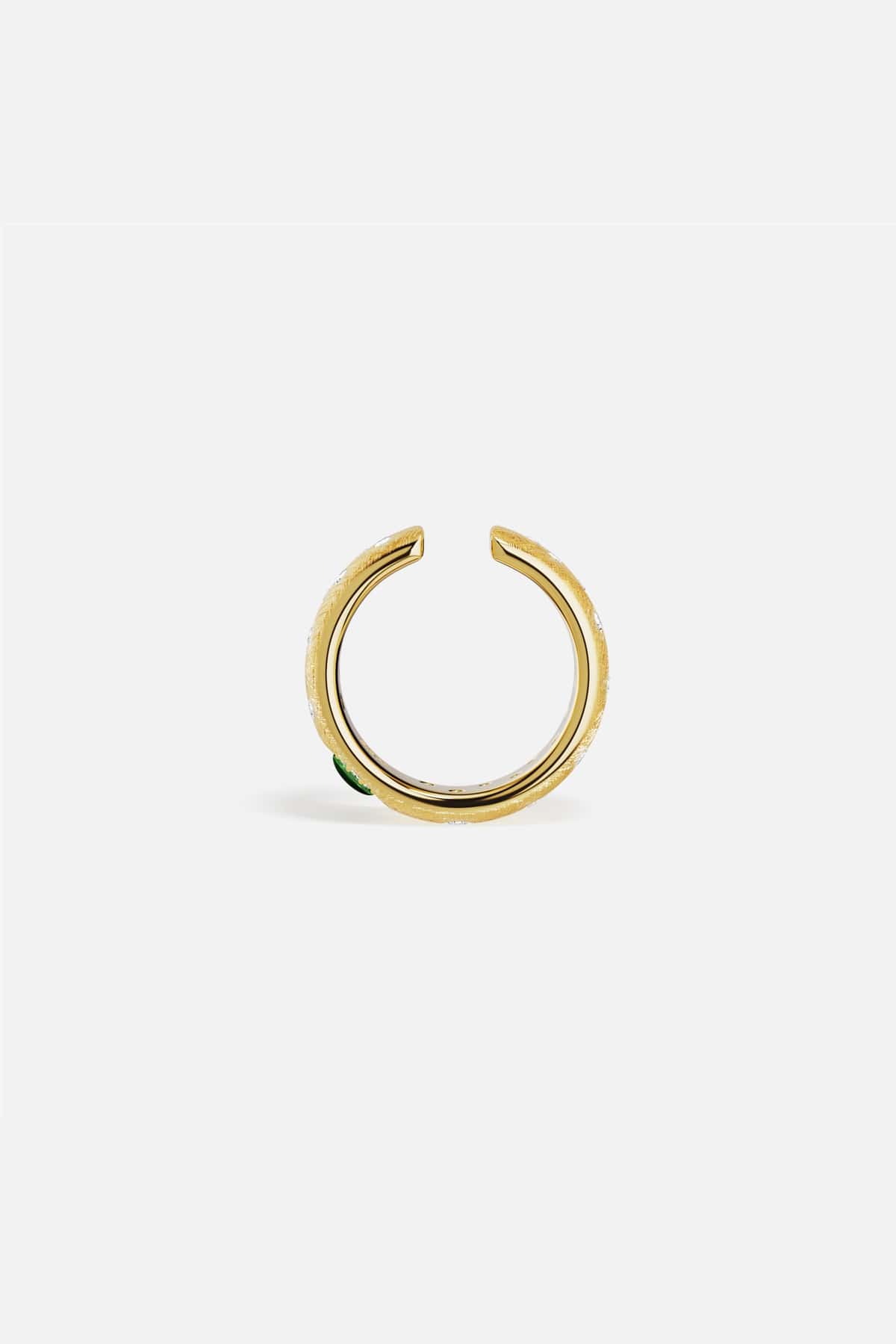 APM open Ring in golden color, a whisper of green elegance.