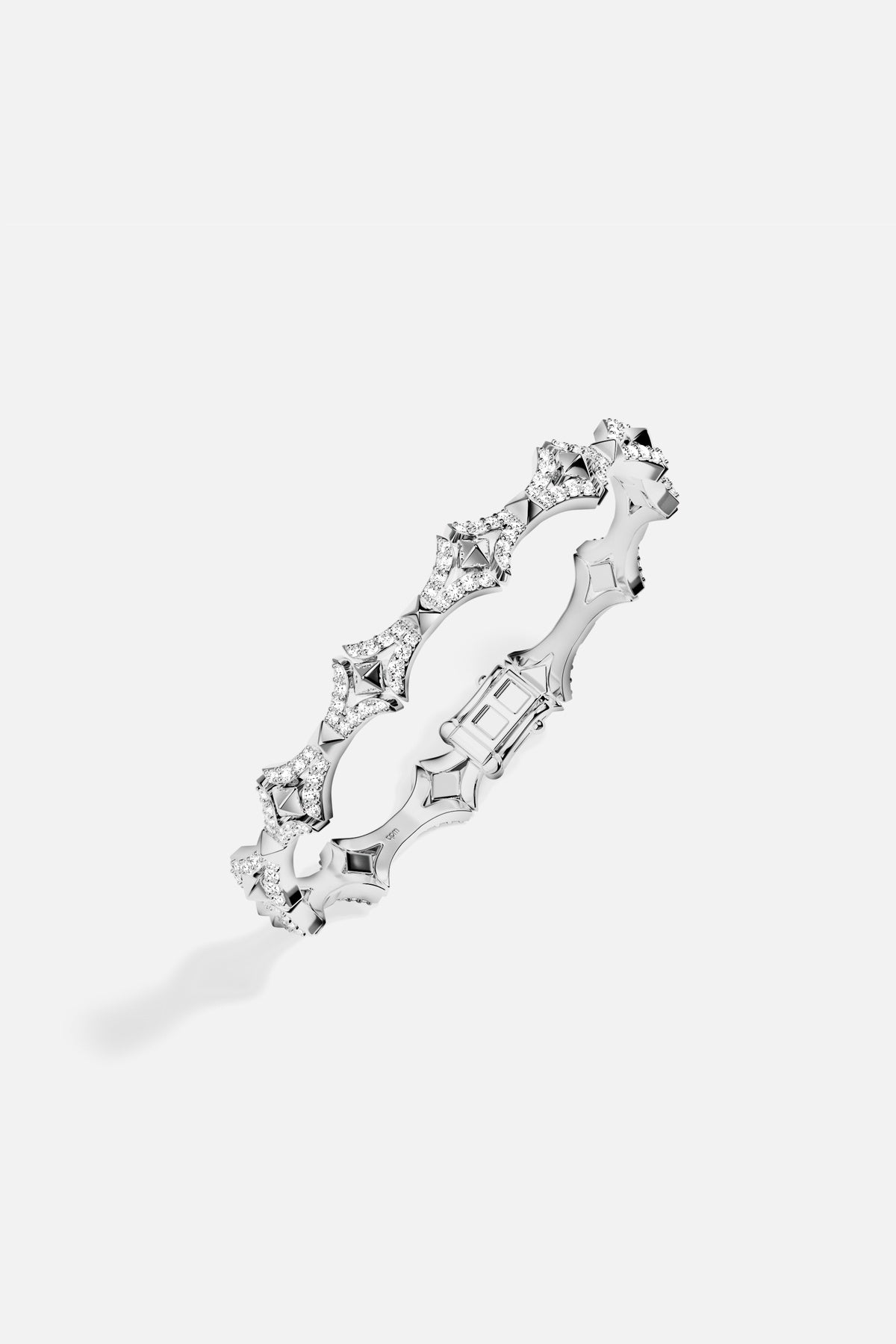 APM Ring, sculpted brilliance in rhodium finish, effortlessly luminous.