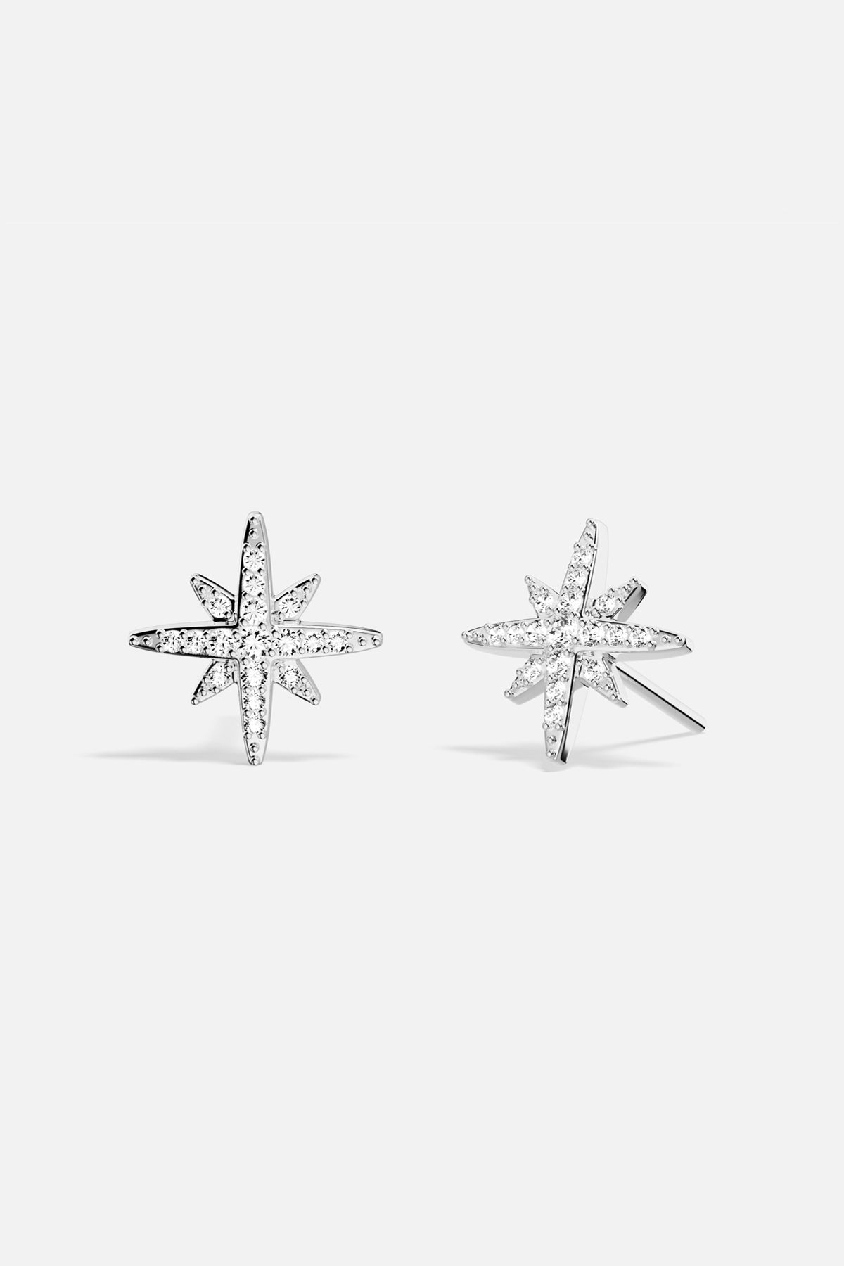 APM Star Earrings, a celestial sparkle in radiant rhodium finish.