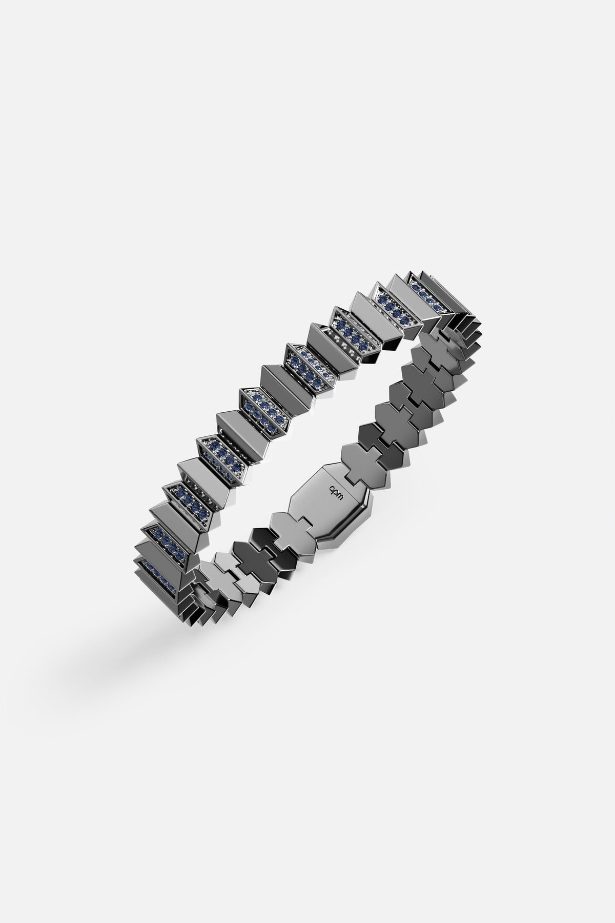 APM Monaco bracelet in dark rhodium finish, sharp geometric edge with a modern nocturnal allure.