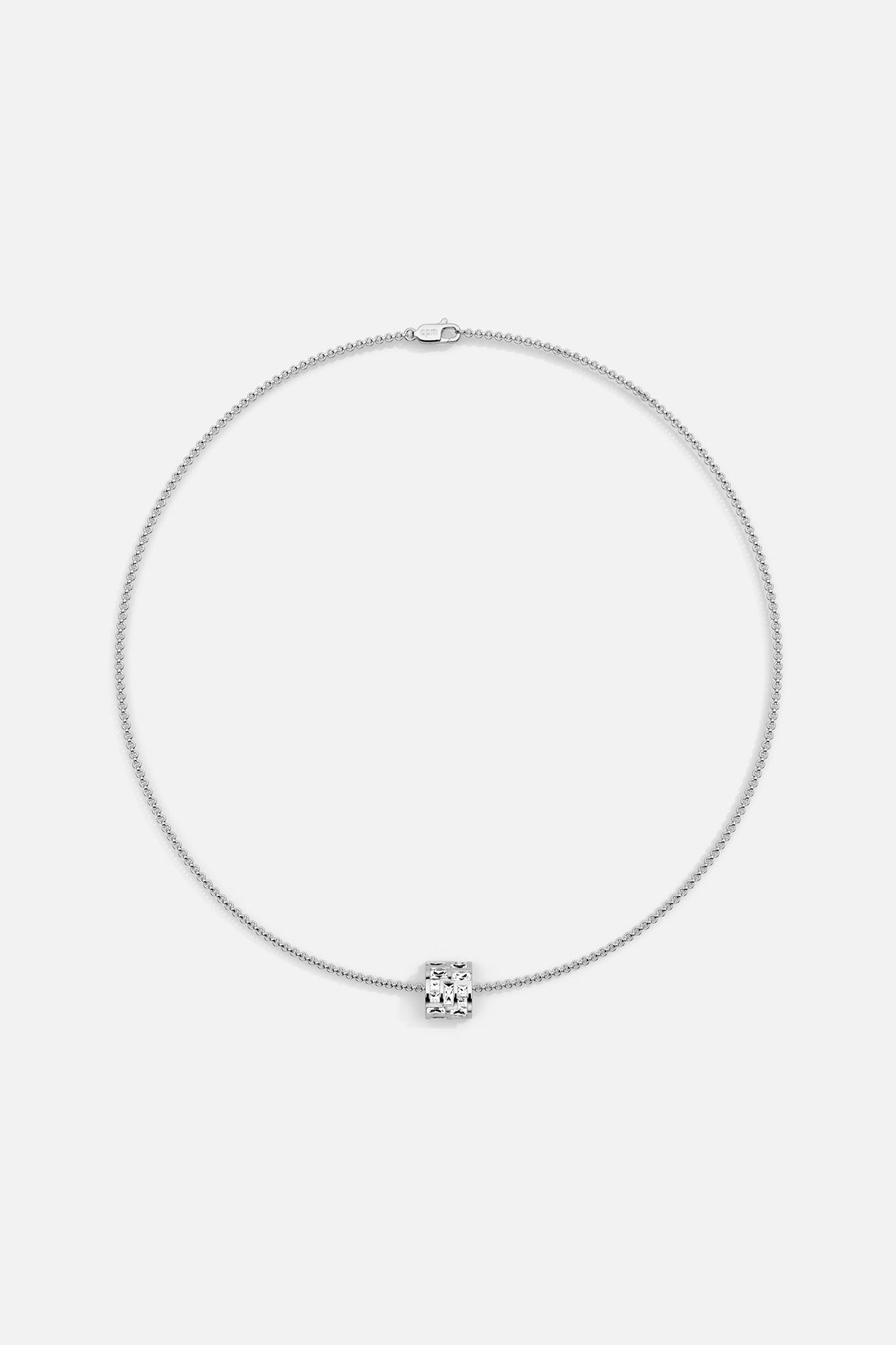 APM Necklace with a luminous charm, effortless brilliance in rhodium finish.