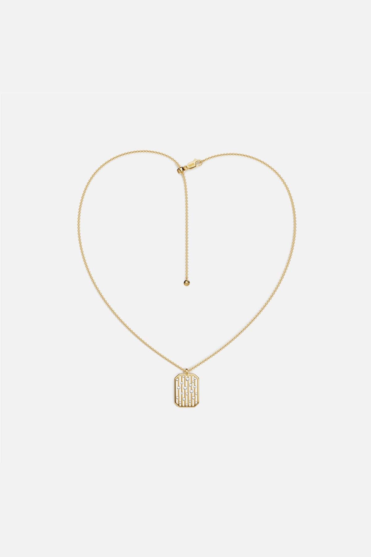 APM Morse Necklace in golden hues, a poetic message worn close.