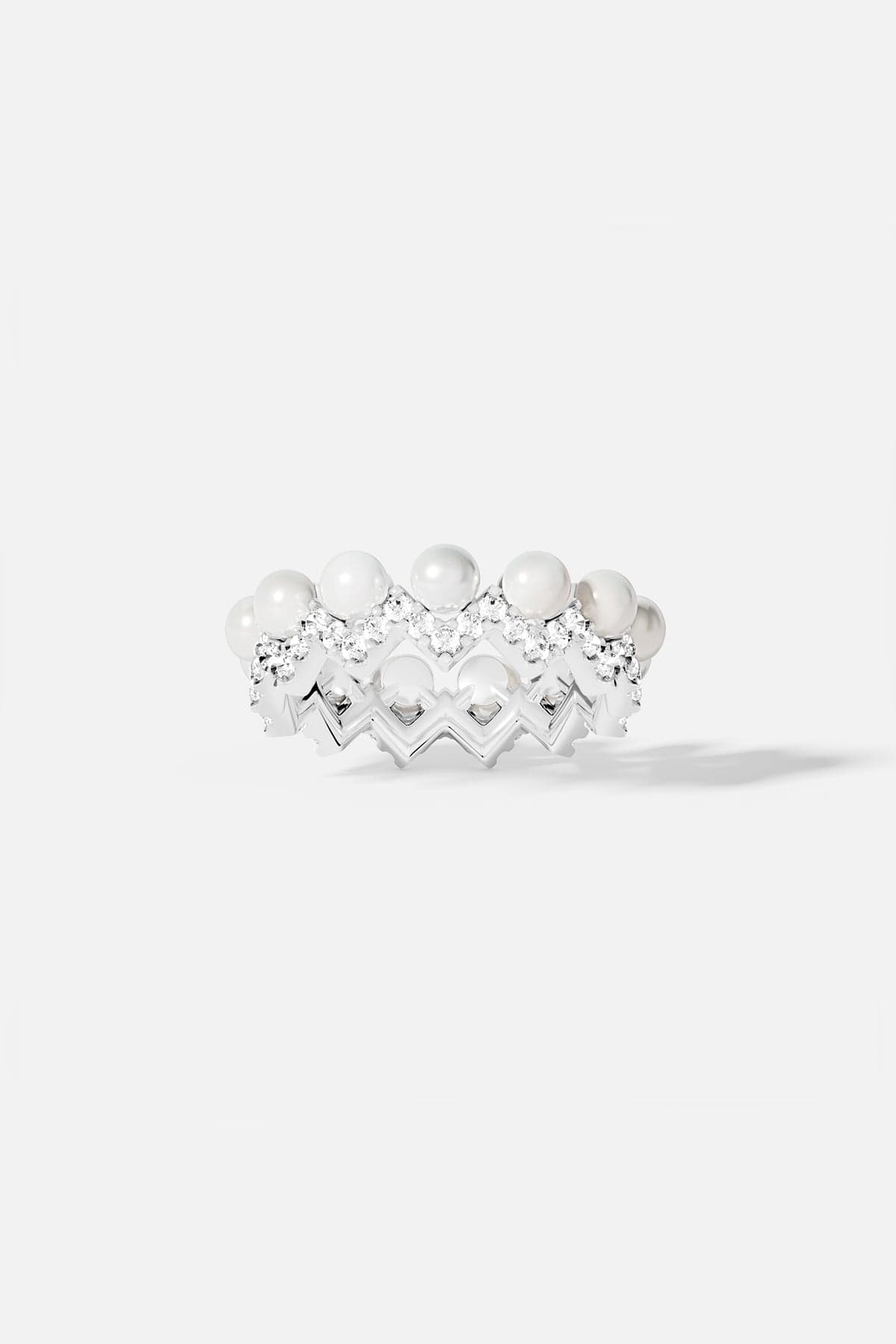 Up and Down Ring with Pearls - Silver | APM Monaco