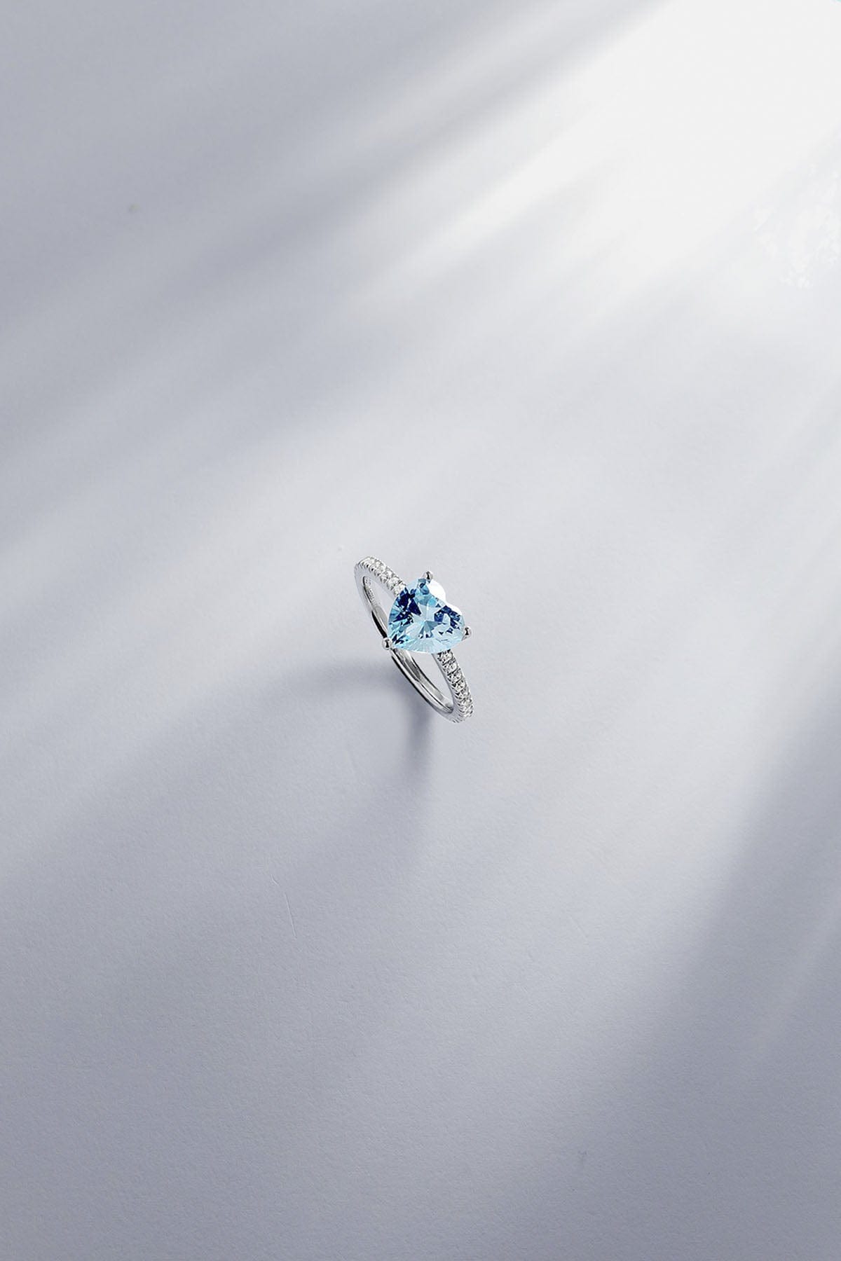 APM Monaco Blue Heart Ring in Silver