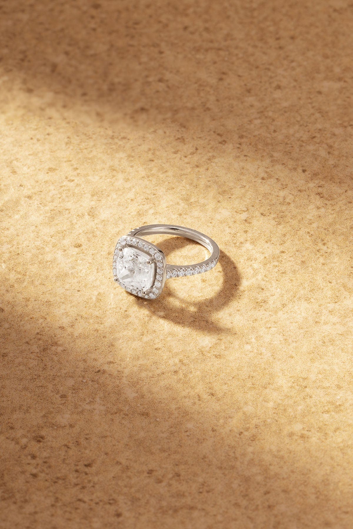 APM Monaco Square Pave Ring in Silver