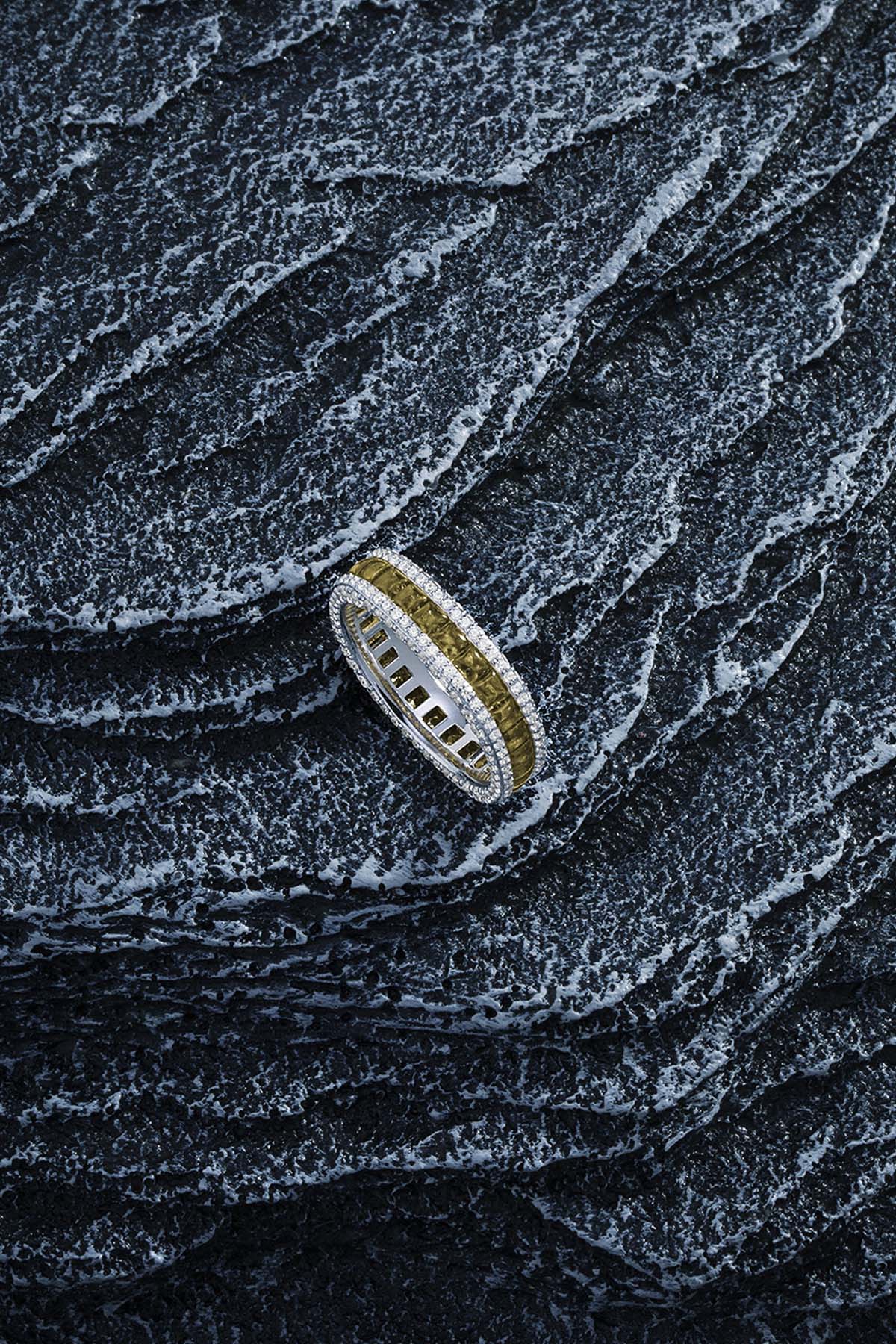 APM Monaco Khaki Pave Ring in Silver