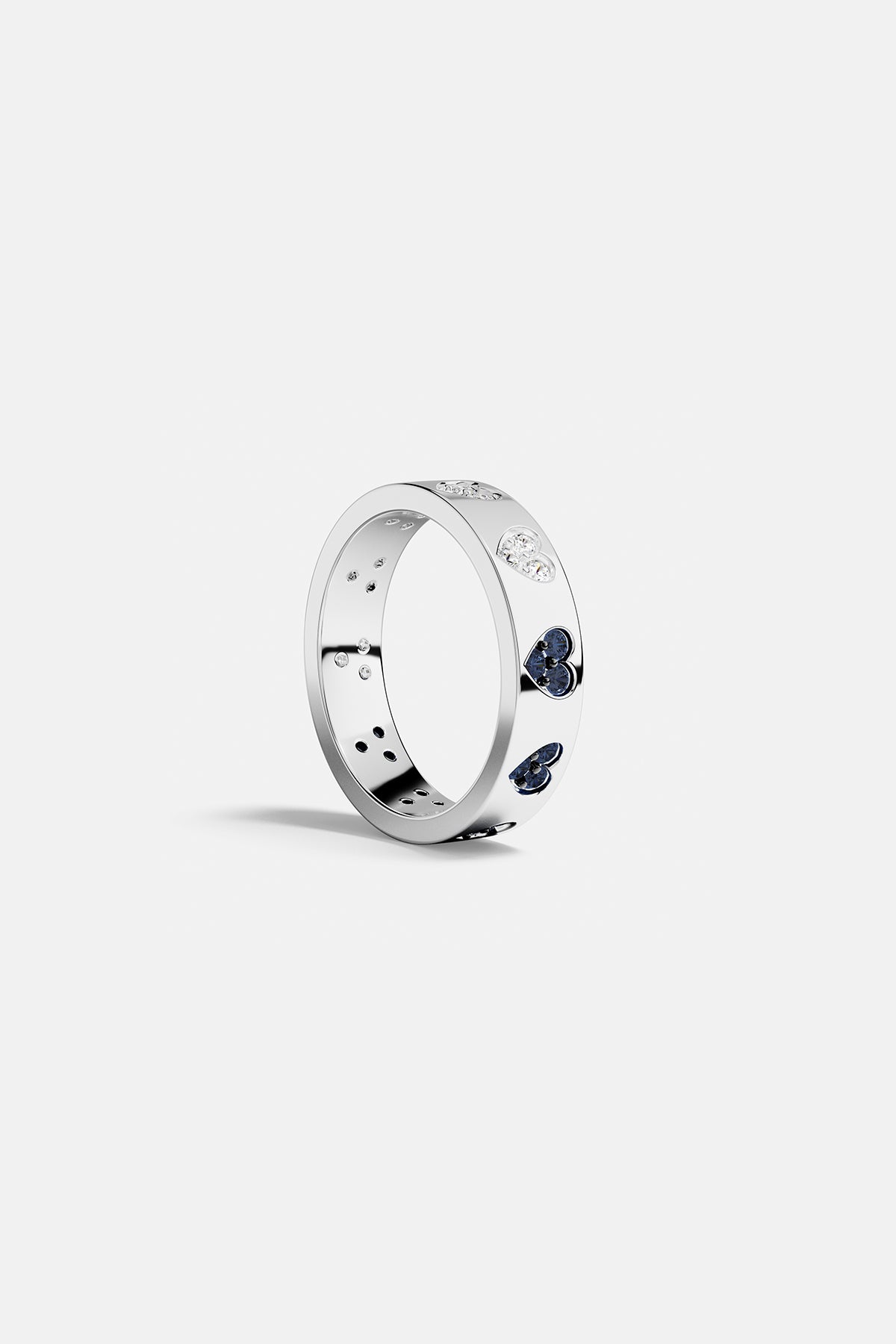 Anillo Corazón Azul y Blanco