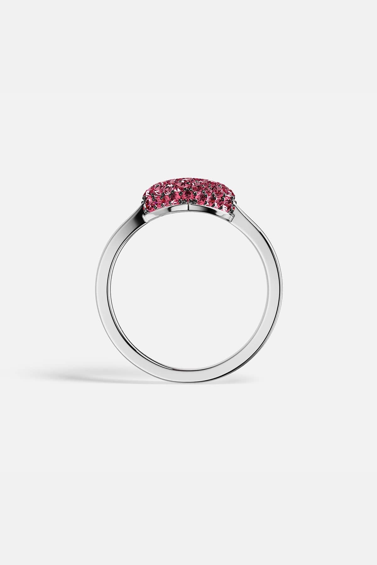APM MONACO heart-shaped ring in silver with fuchsia stones