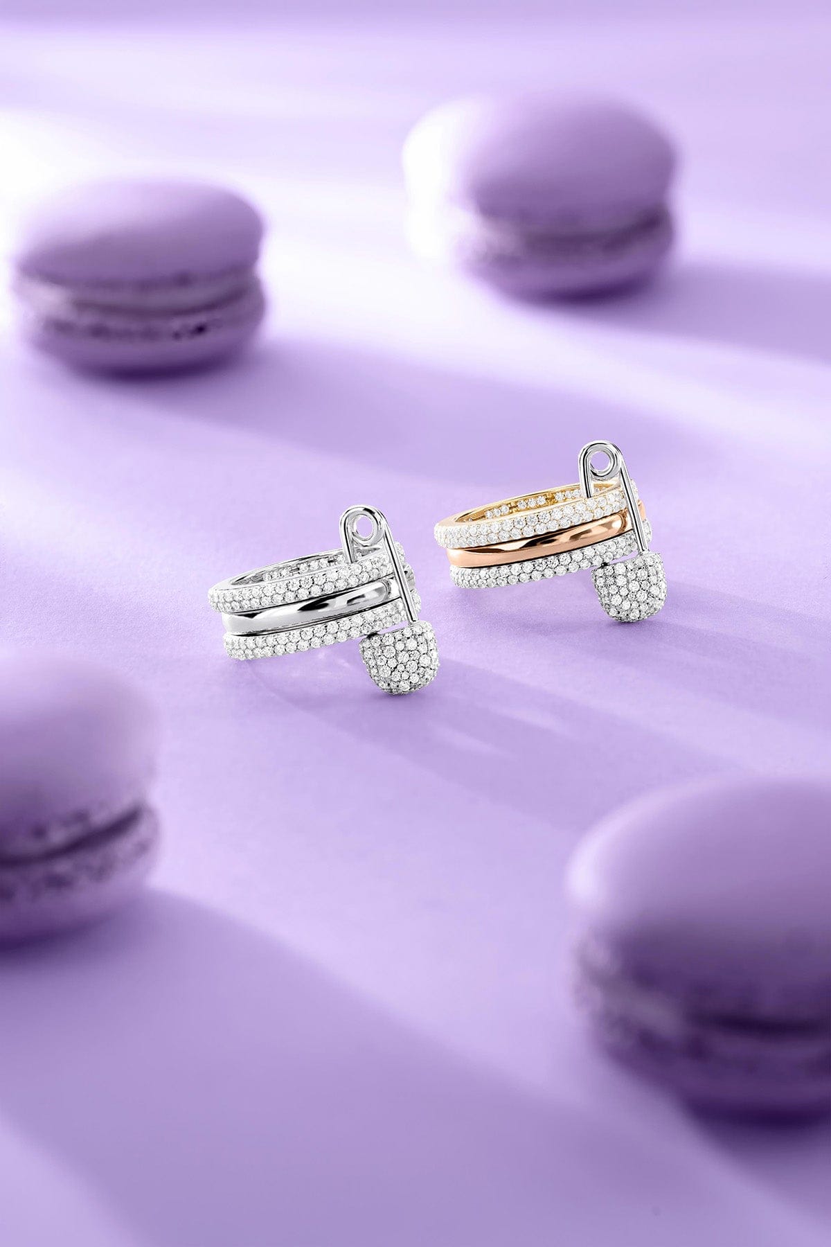 Love, Smile, Bonheur Triple Hoop Safety Pin Ring - APM Monaco