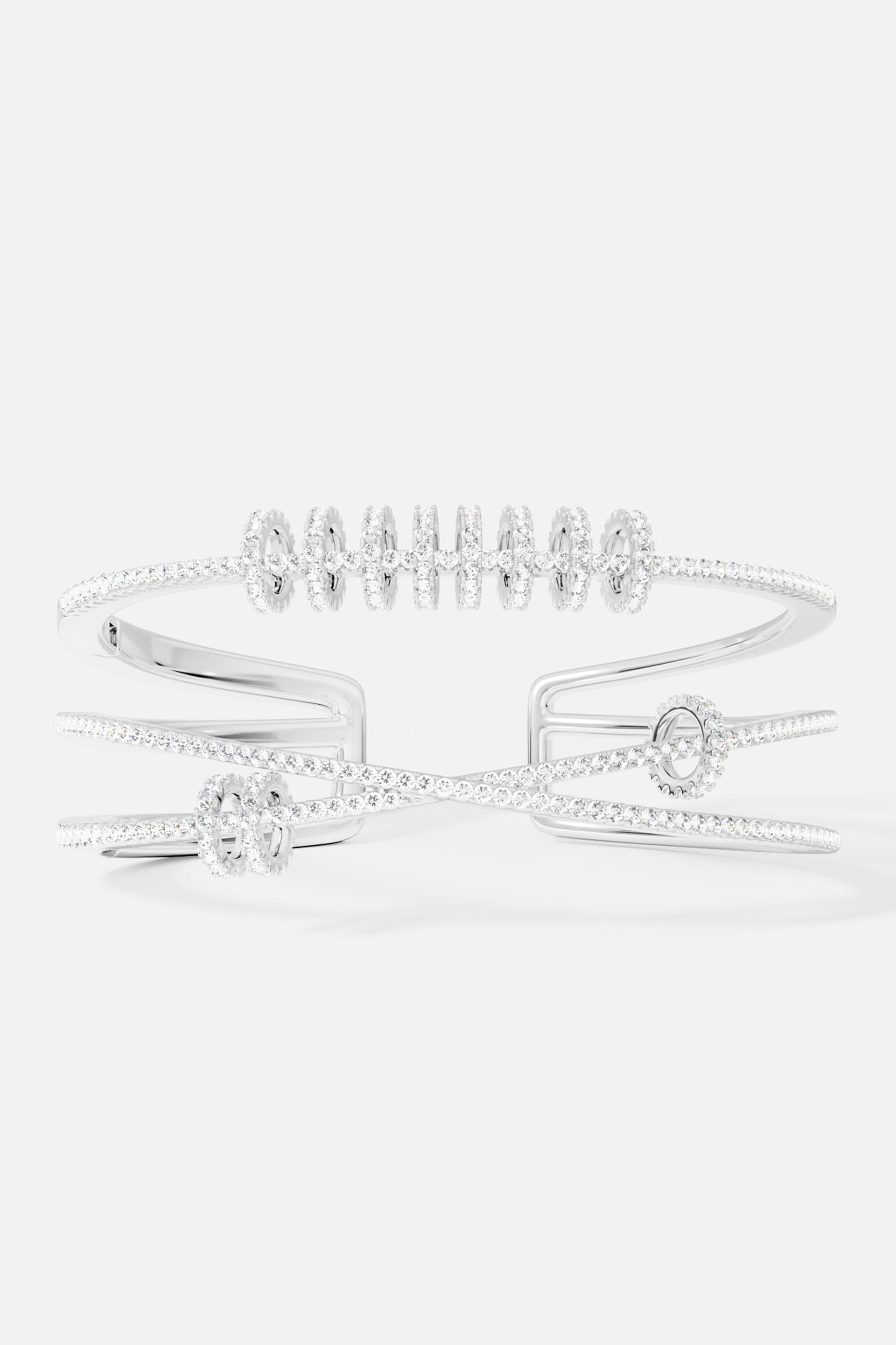 Brazalete abierto triple con aros deslizantes - plata