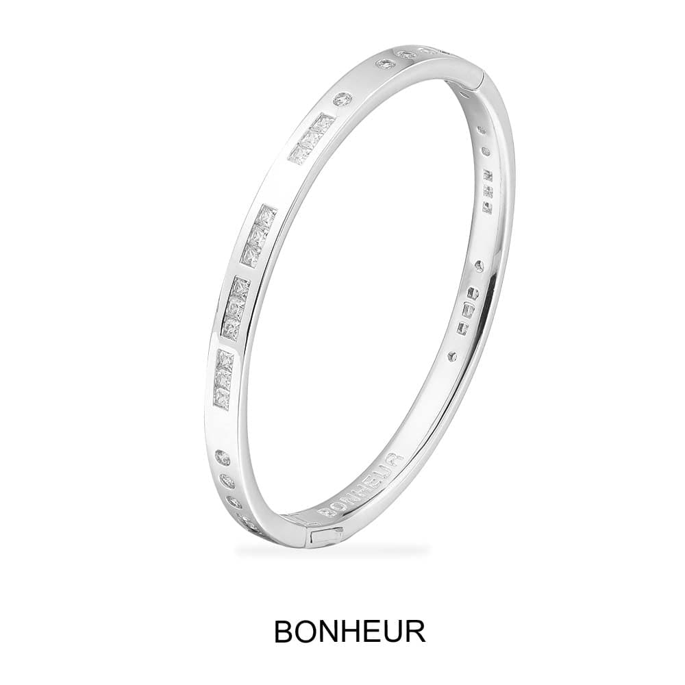 Bonheur Morse Code Bangle Silver Apm Monaco