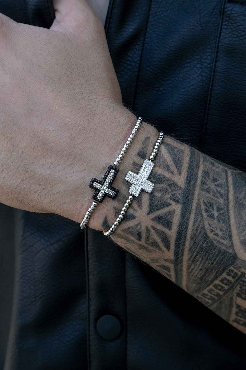 Men's Cross Shield Stainless Steel Chain Bracelet - BijouxStore - webid:1397
