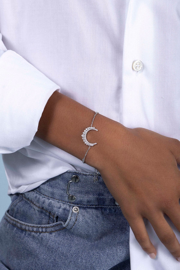 APM Monaco Pavé Lune Adjustable Bracelet in Silver