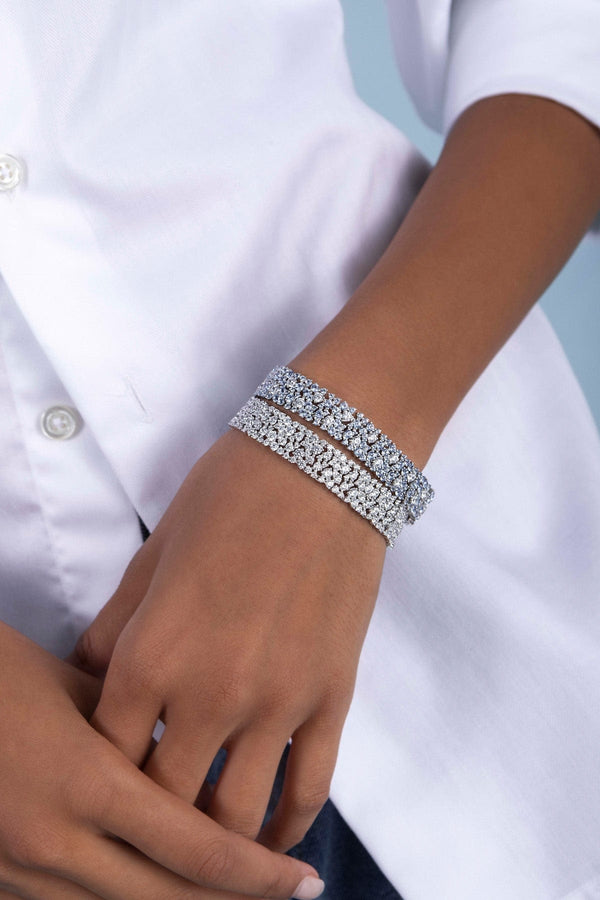 APM Monaco White & Lagoon Blue Pavé Bracelet in Silver