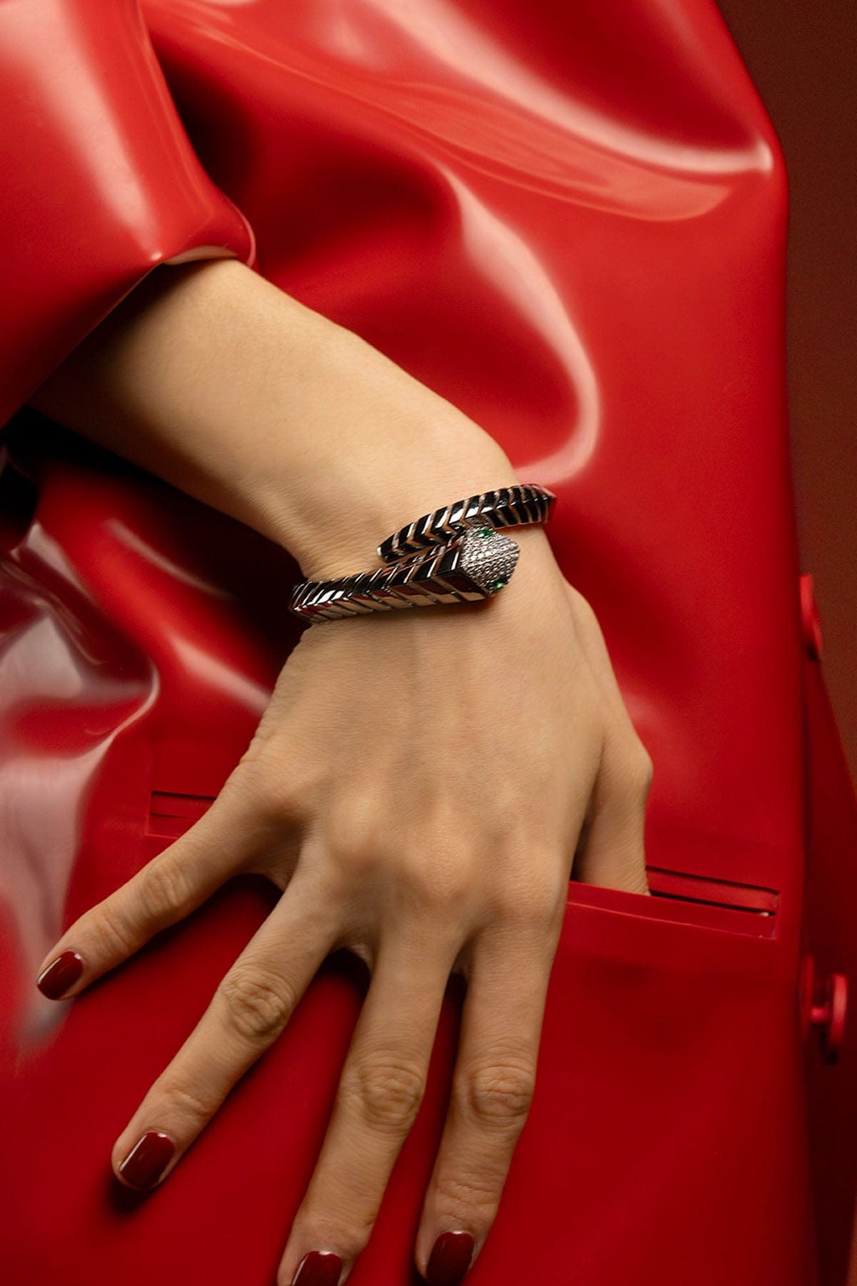 APM Monaco Kaa Wrap-Around Bangle in Silver