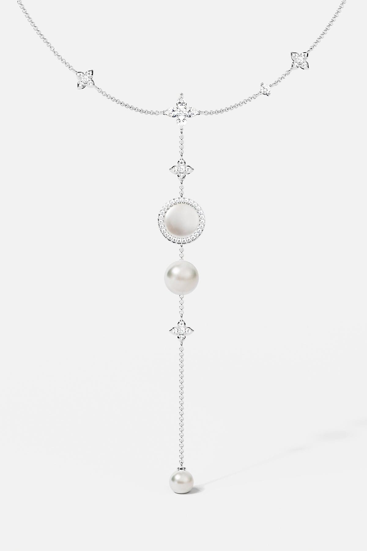 Adjustable Necklace with White Nacre and Pearl Pendant