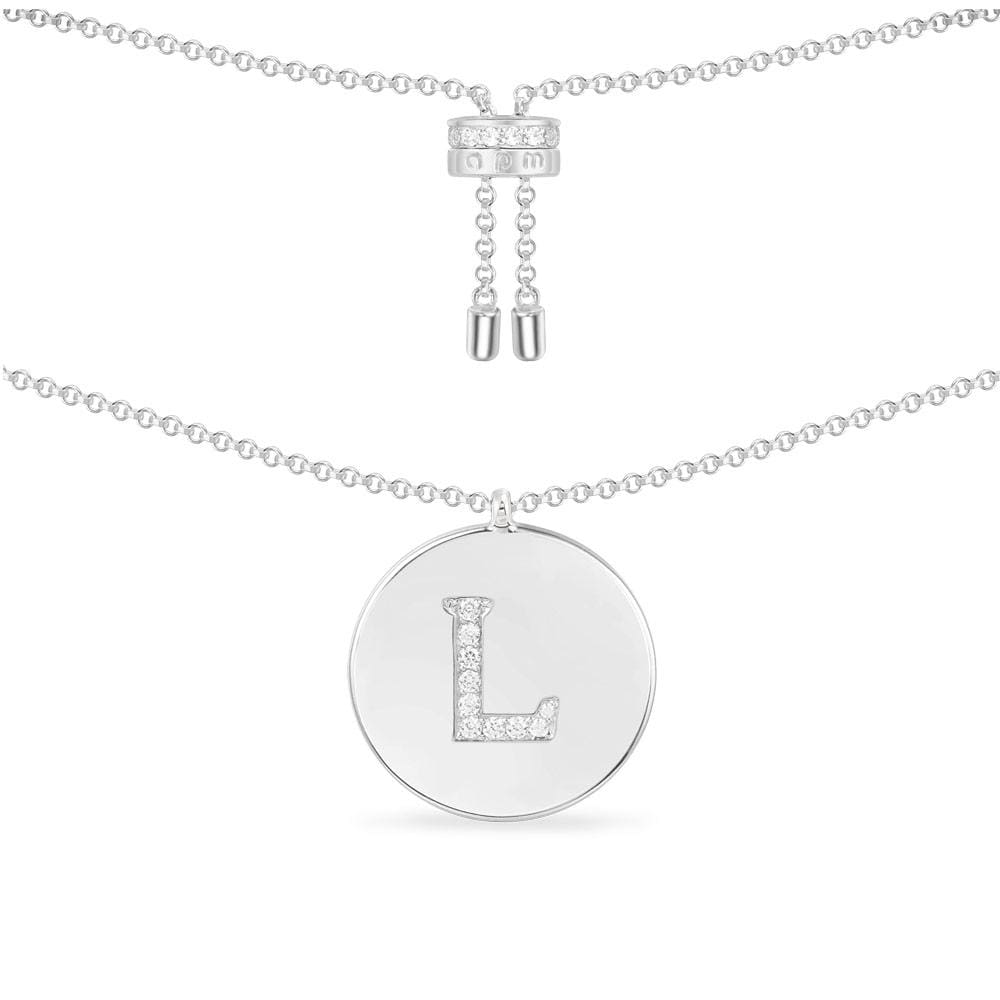Necklaces APM Monaco: silver chain necklace with a delicate initial L pendant.