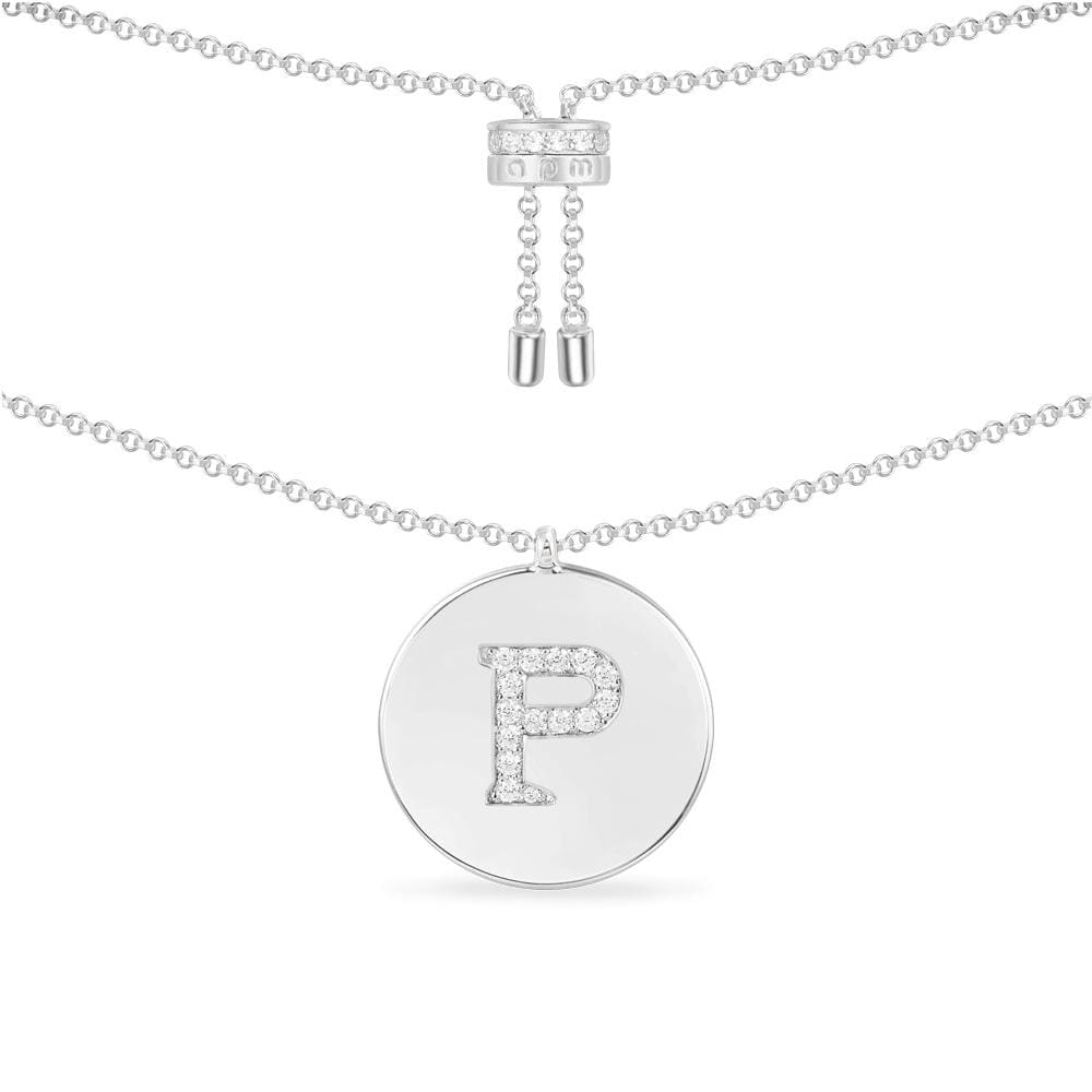 Necklaces APM Monaco: silver chain necklace with a pendant in the shape of a letter P, minimalist design.