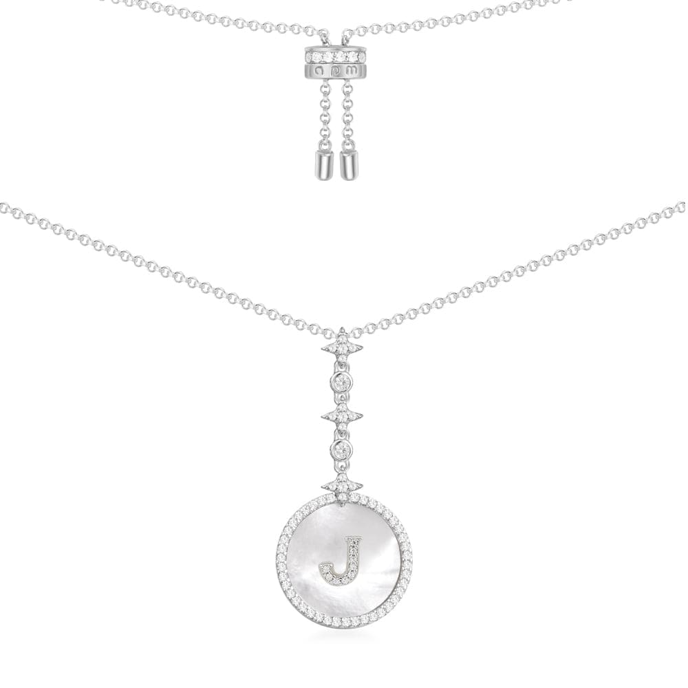 Necklaces APM Monaco, white adjustable chain with an initial J pendant.