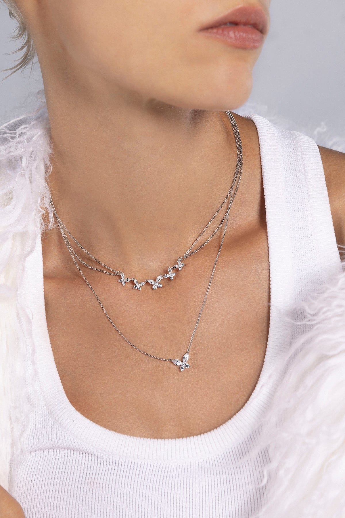 Butterflies Double Chain Adjustable Necklace | APM Monaco