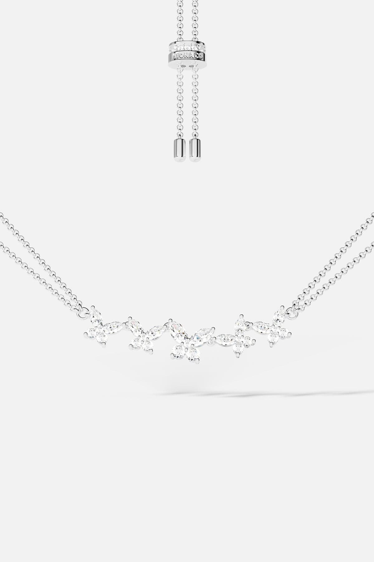 APM Monaco Butterflies Double Chain Adjustable Necklace in Silver