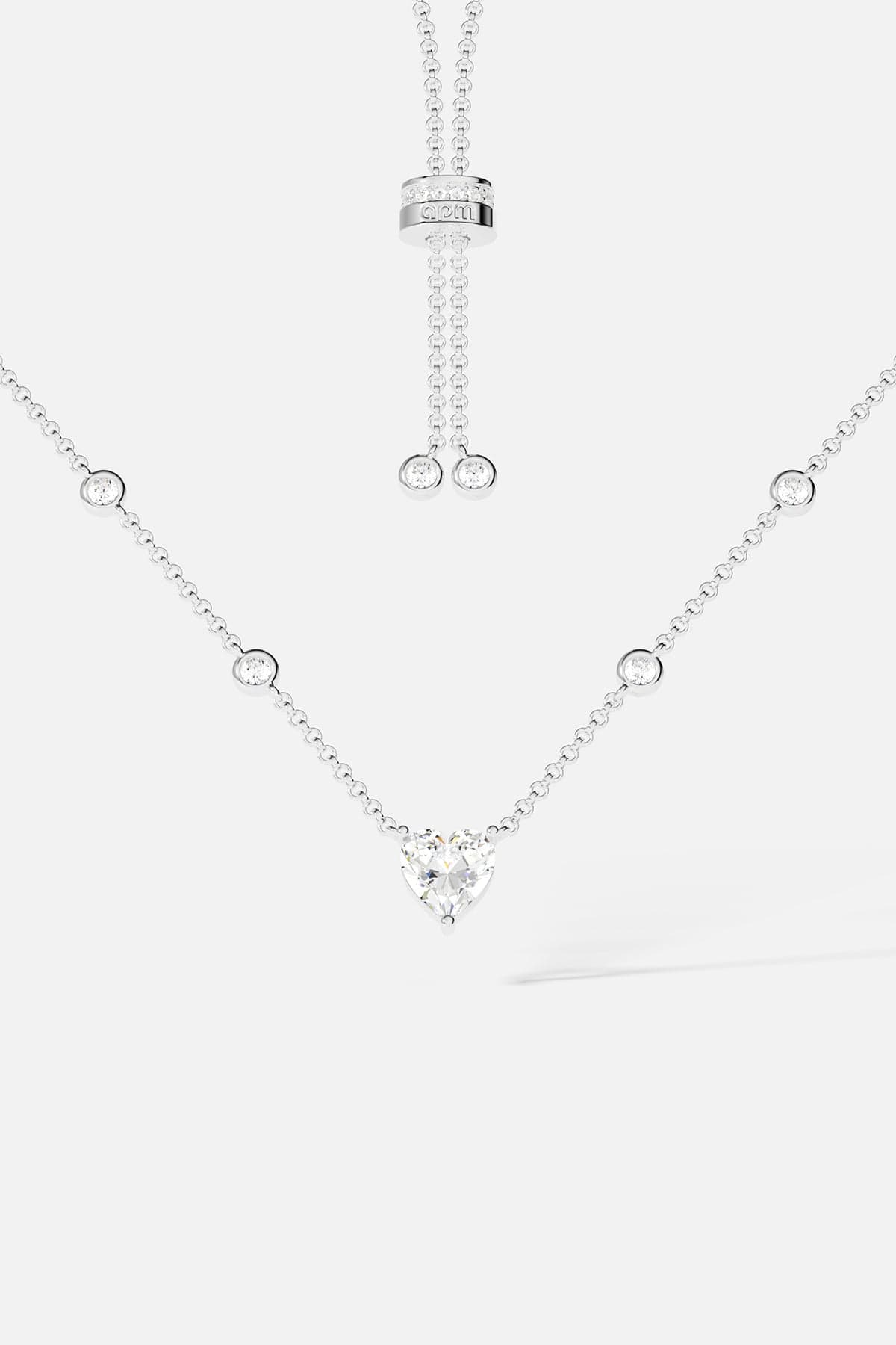 APM Monaco Heart Adjustable Necklace in Silver