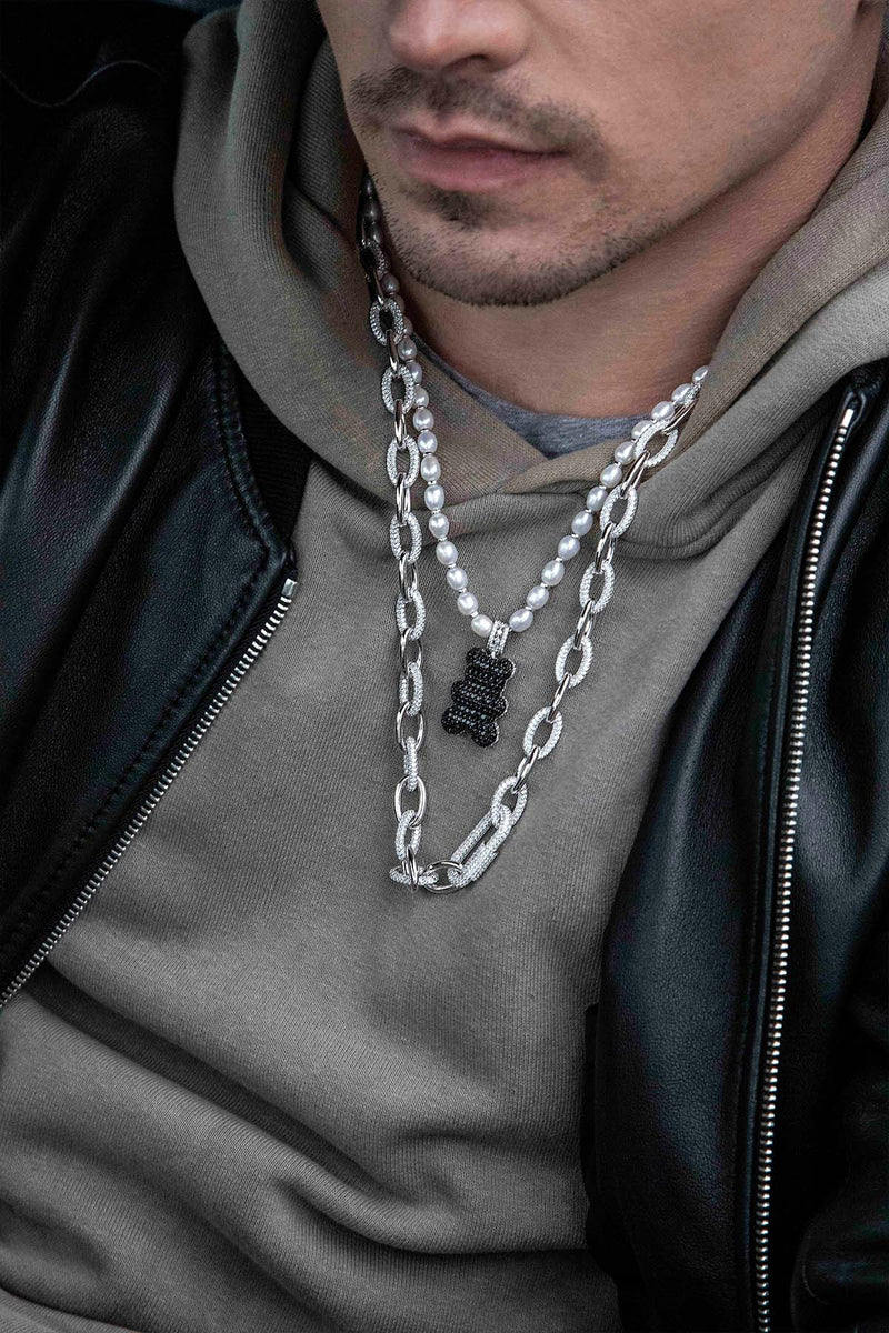 Collar Ajustable con perlas XL Mood Yummy Bear - plata