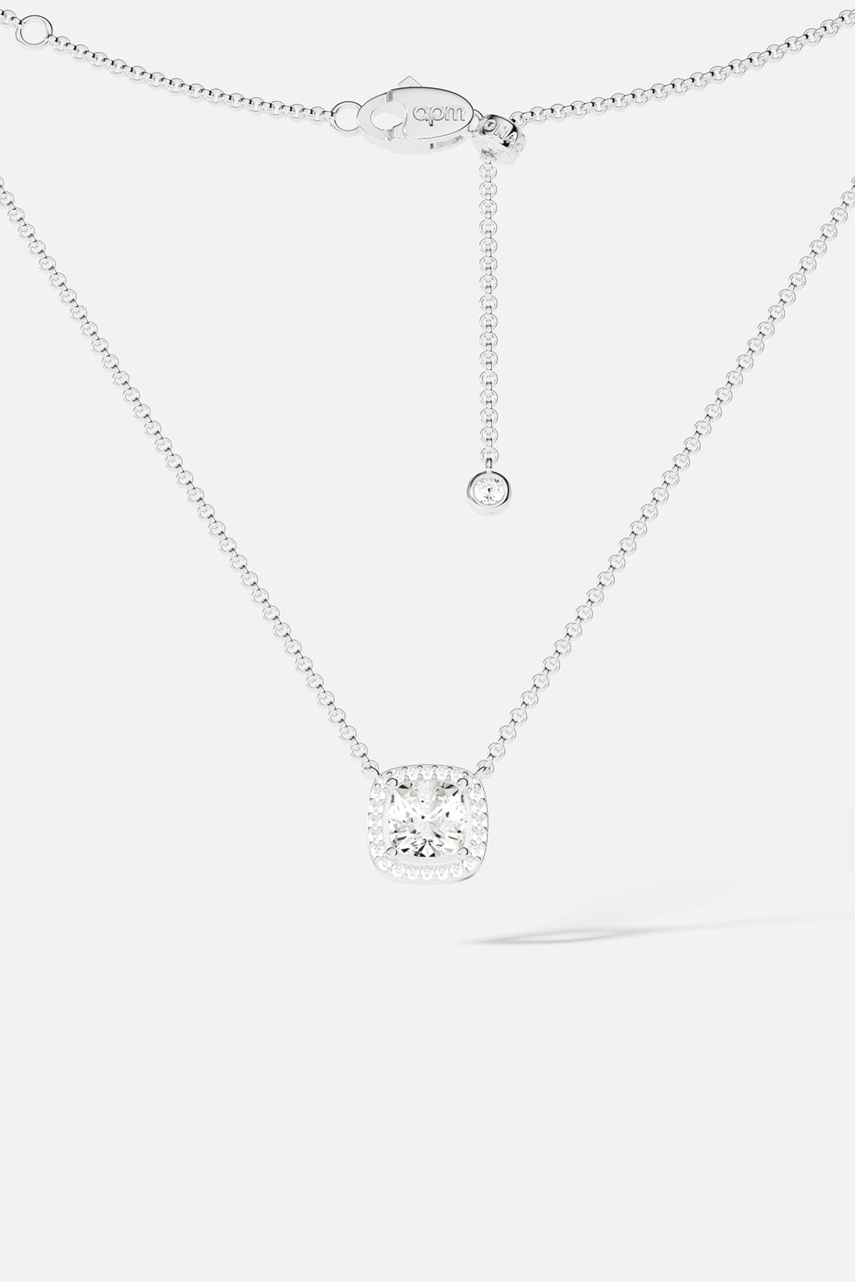 APM Monaco Adjustable Necklace with Small Square Stone in Silver