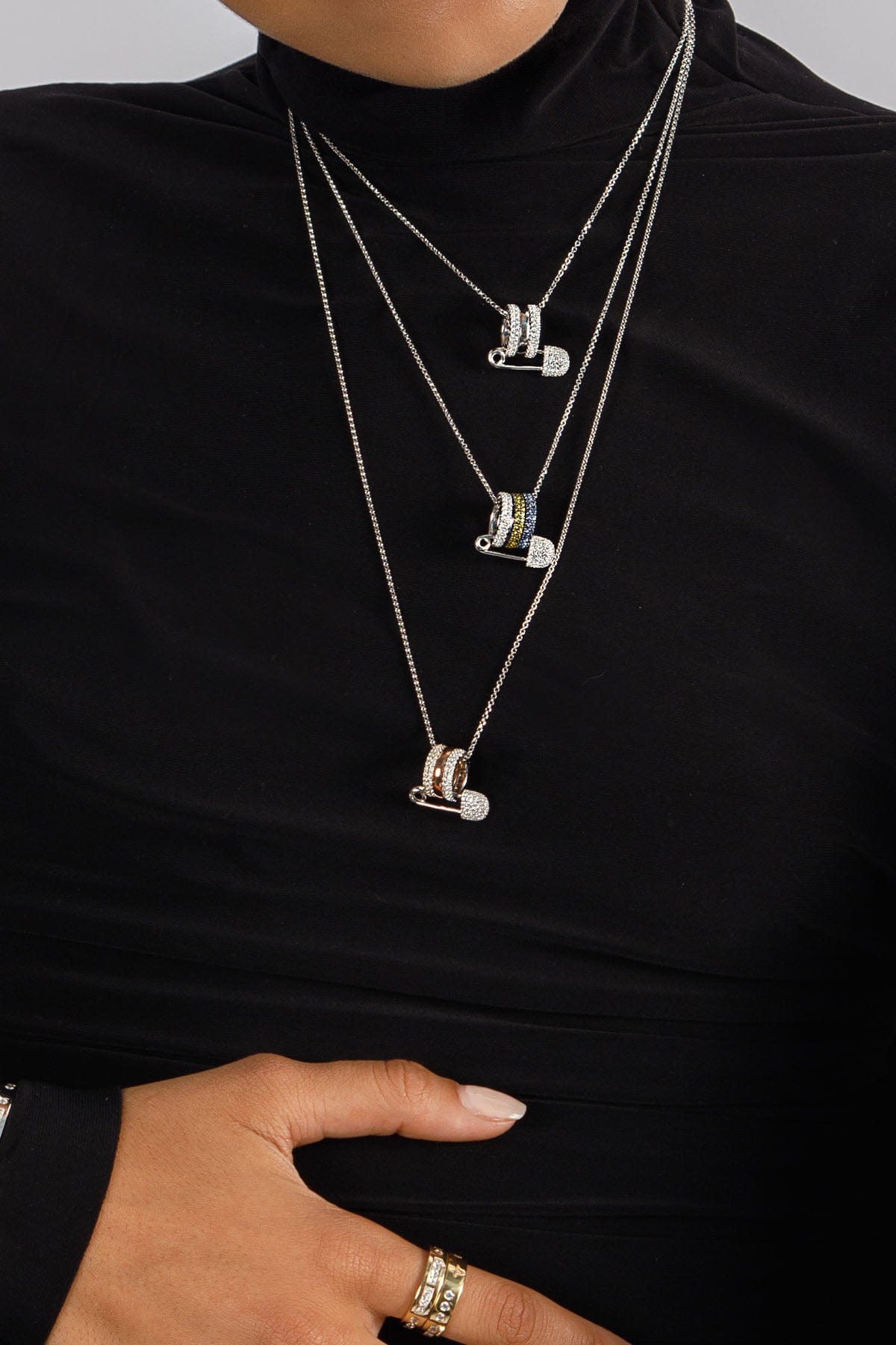 Multicolor Safety Pin Adjustable Necklace APM Monaco