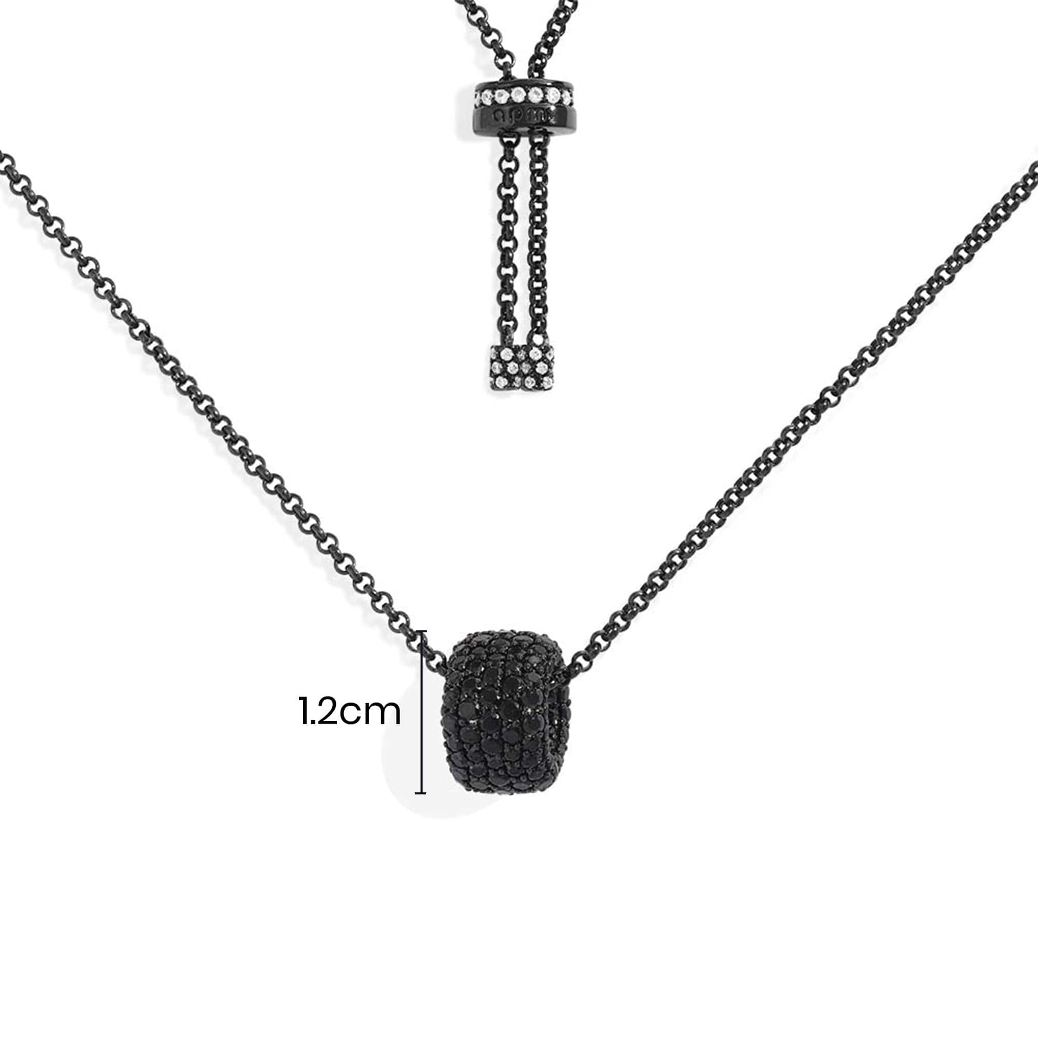 Black Adjustable Necklace with Pavé Ring - APM Monaco