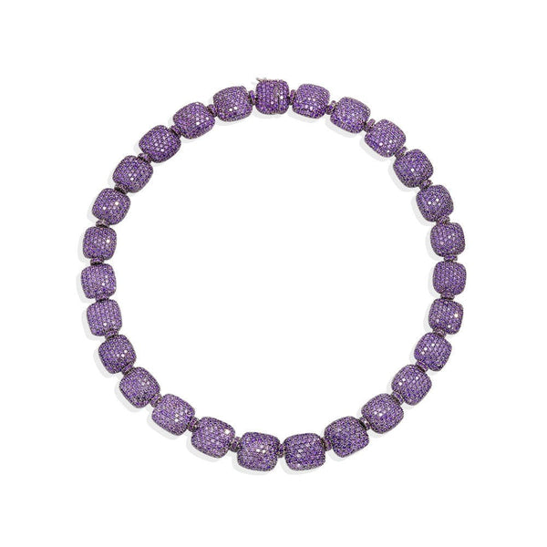 APM Monaco Purple Square Choker Jewelry in Silver