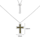 Khaki Pavé Cross Adjustable Necklace
