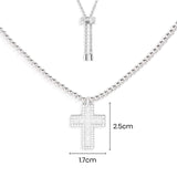 Pavé Cross Adjustable Necklace with Beads