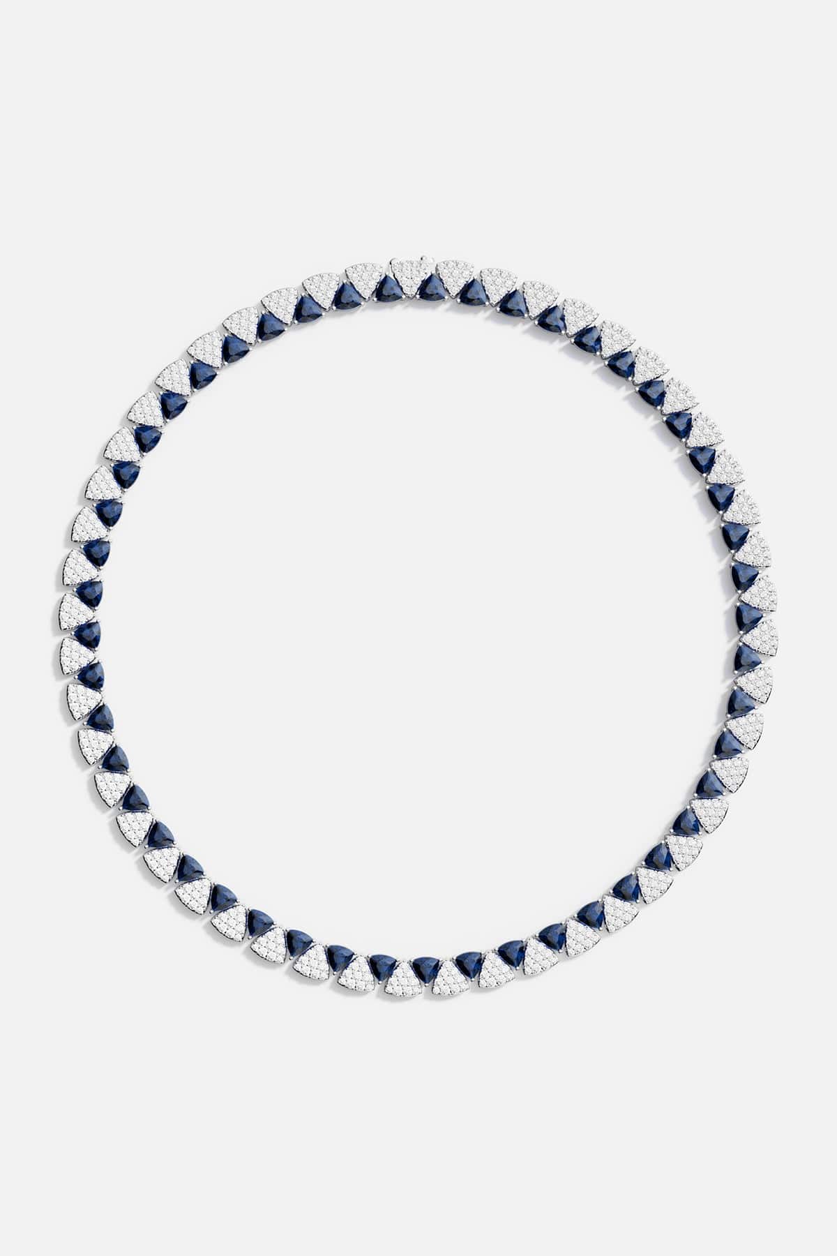 APM Monaco White & Blue Triangle Choker in Silver