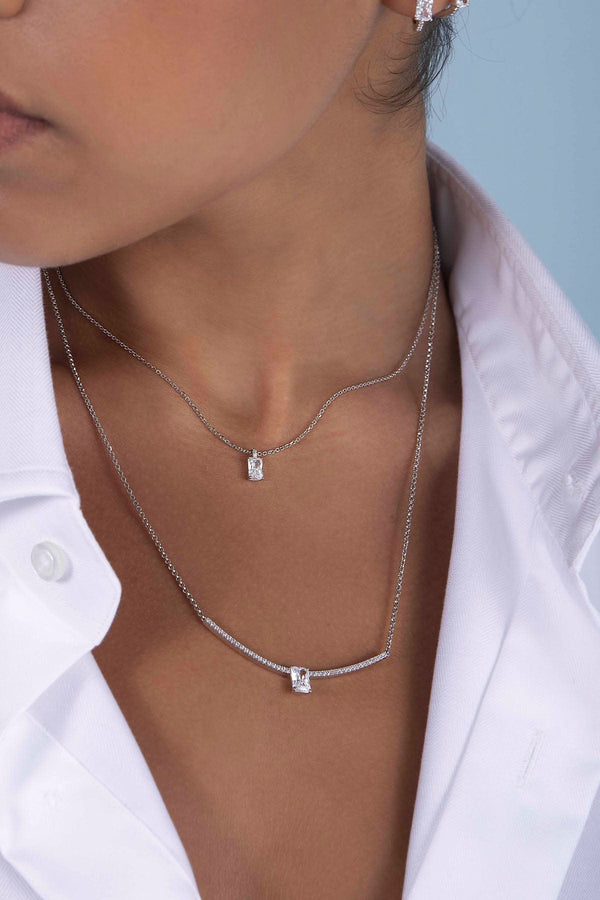 APM Monaco Éclat Pavé Adjustable Necklace in Silver