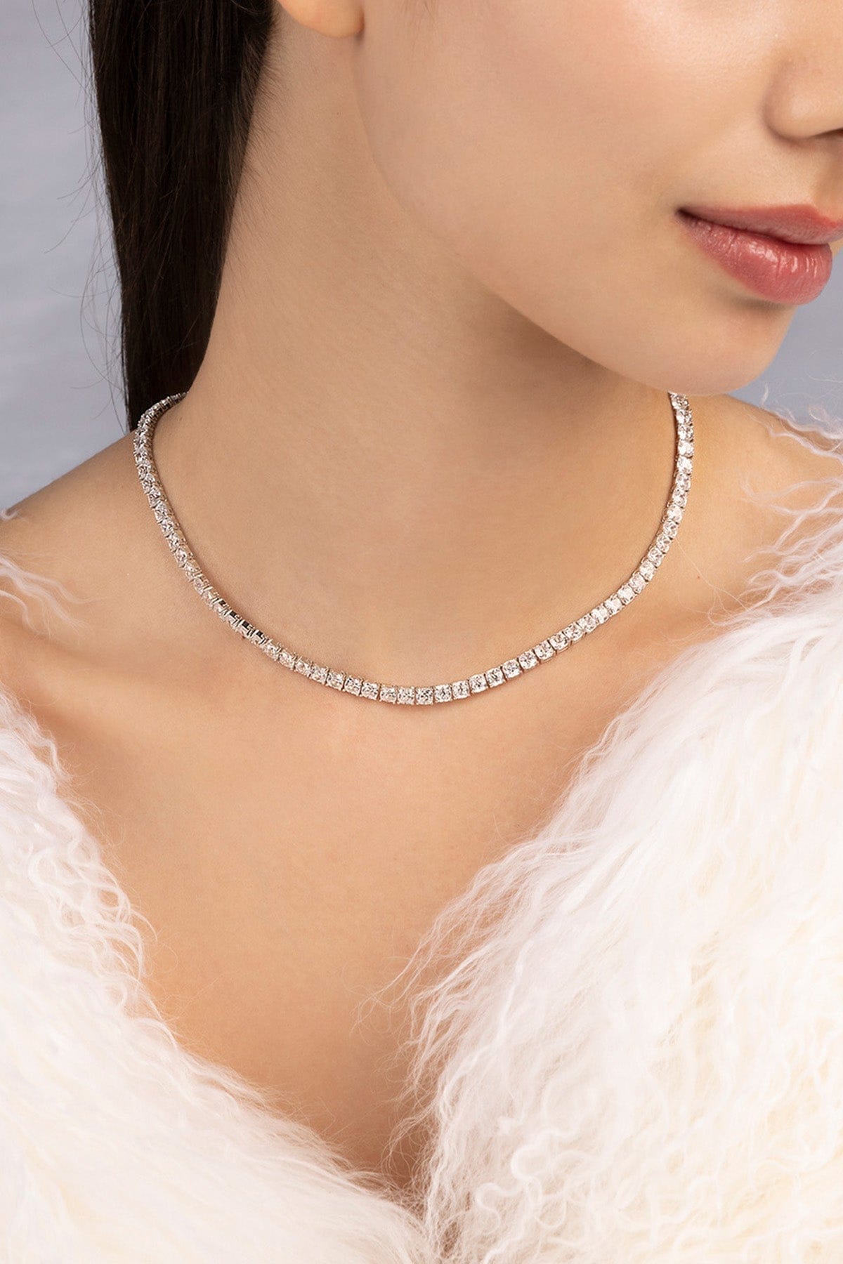APM MONACO pave choker in silver worn on model