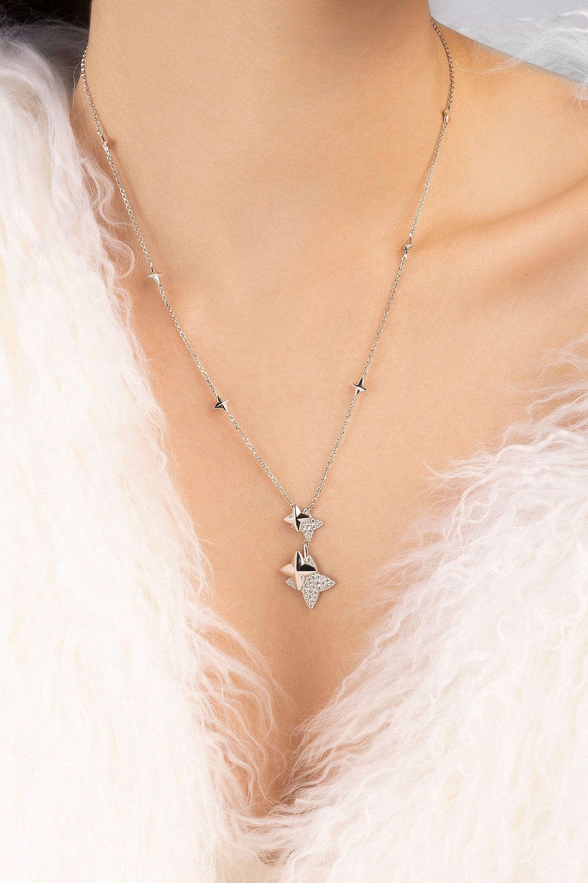 Double Meteorite Silver Adjustable Necklace | APM Monaco