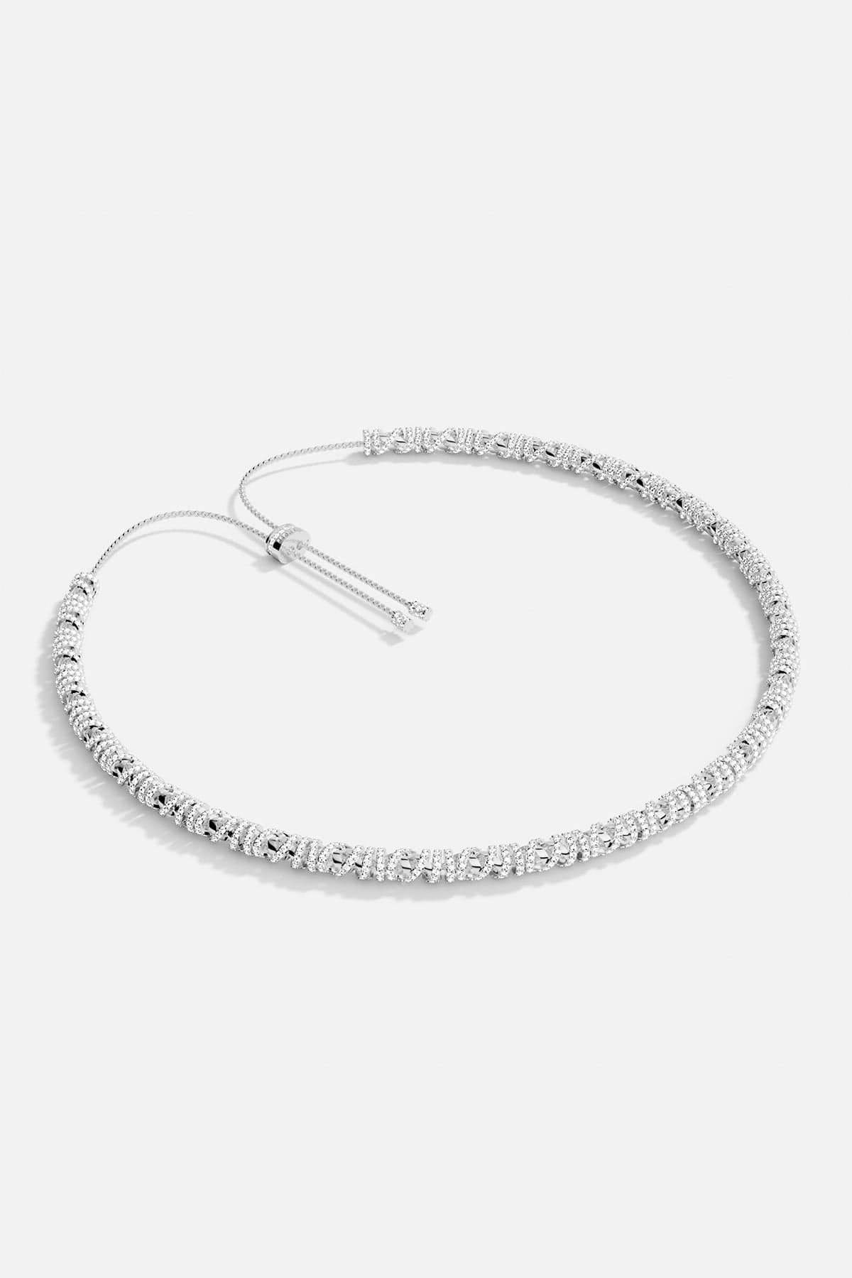 APM MONACO silver enlace adjustable bracelet with clear white stones 