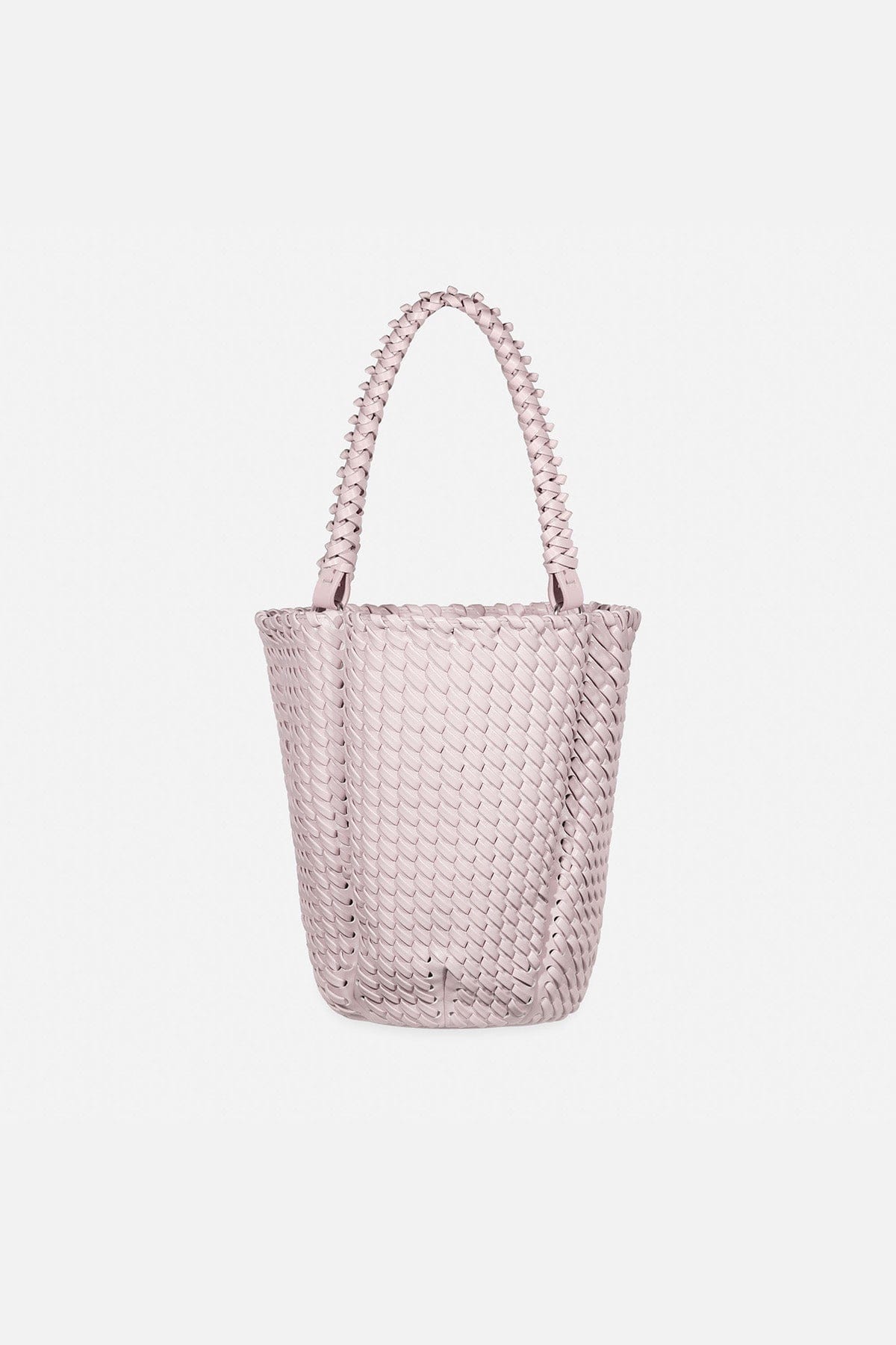 APM MONACO lavande bucket handbag on a white background
