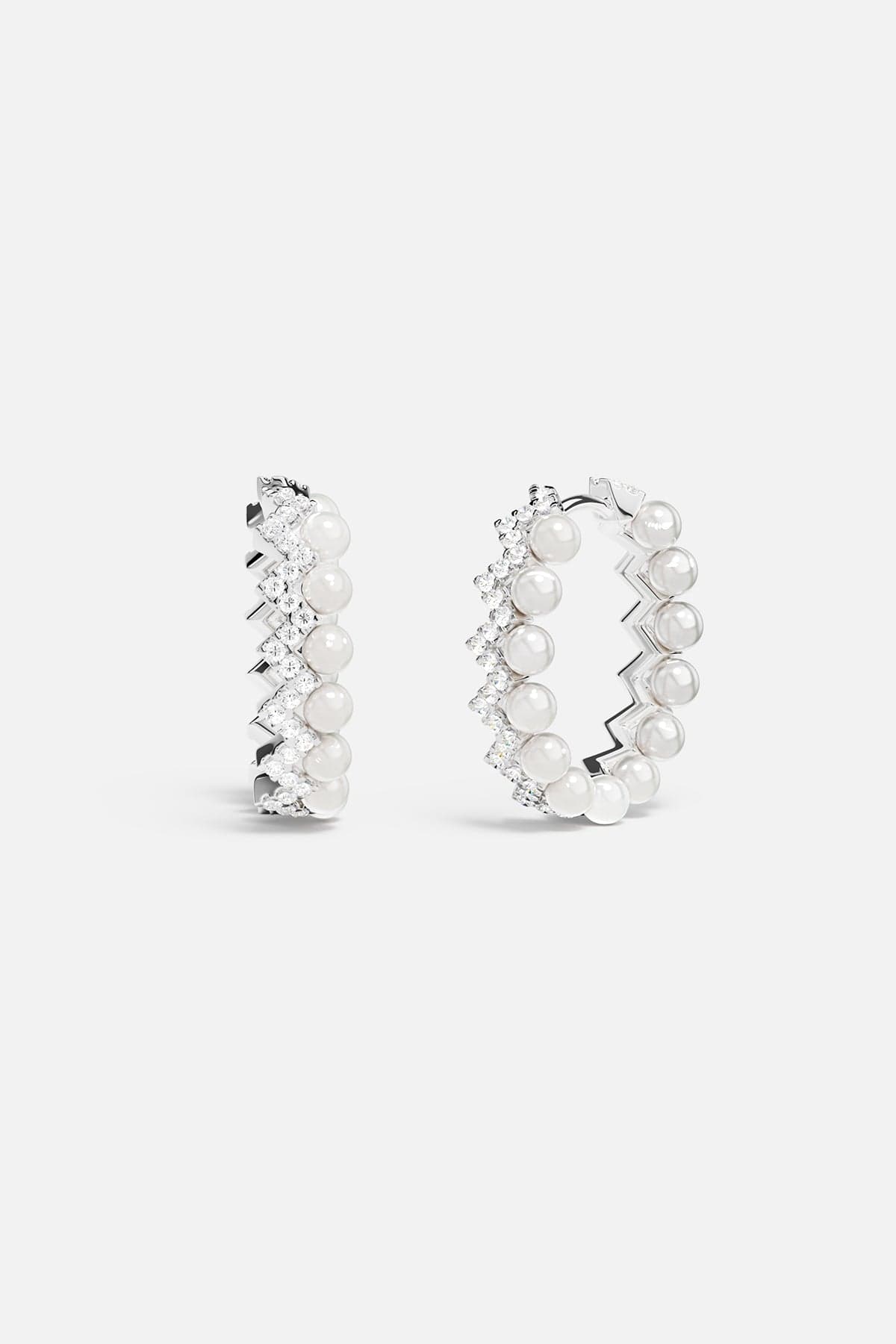 Up And Down Hoop Earrings with Pearls