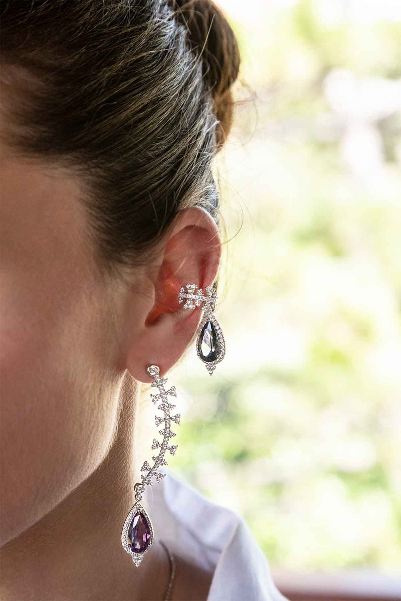 APM Monaco - Symmetric Earrings with Purple Drop