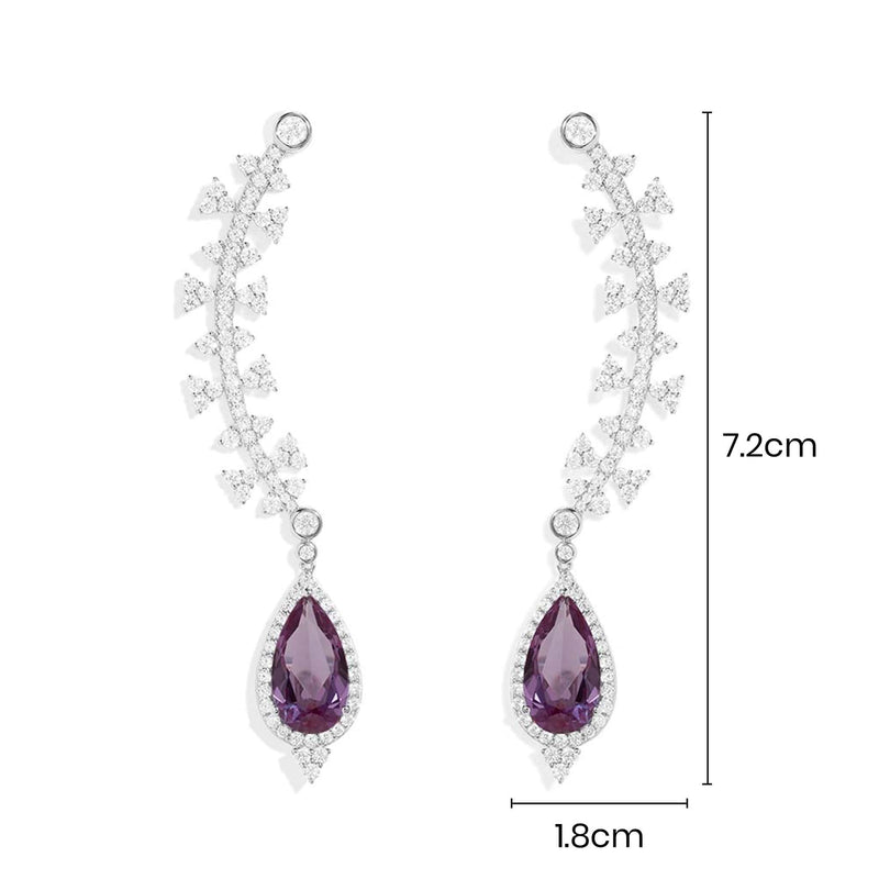 Symmetric Earrings with Purple Drop