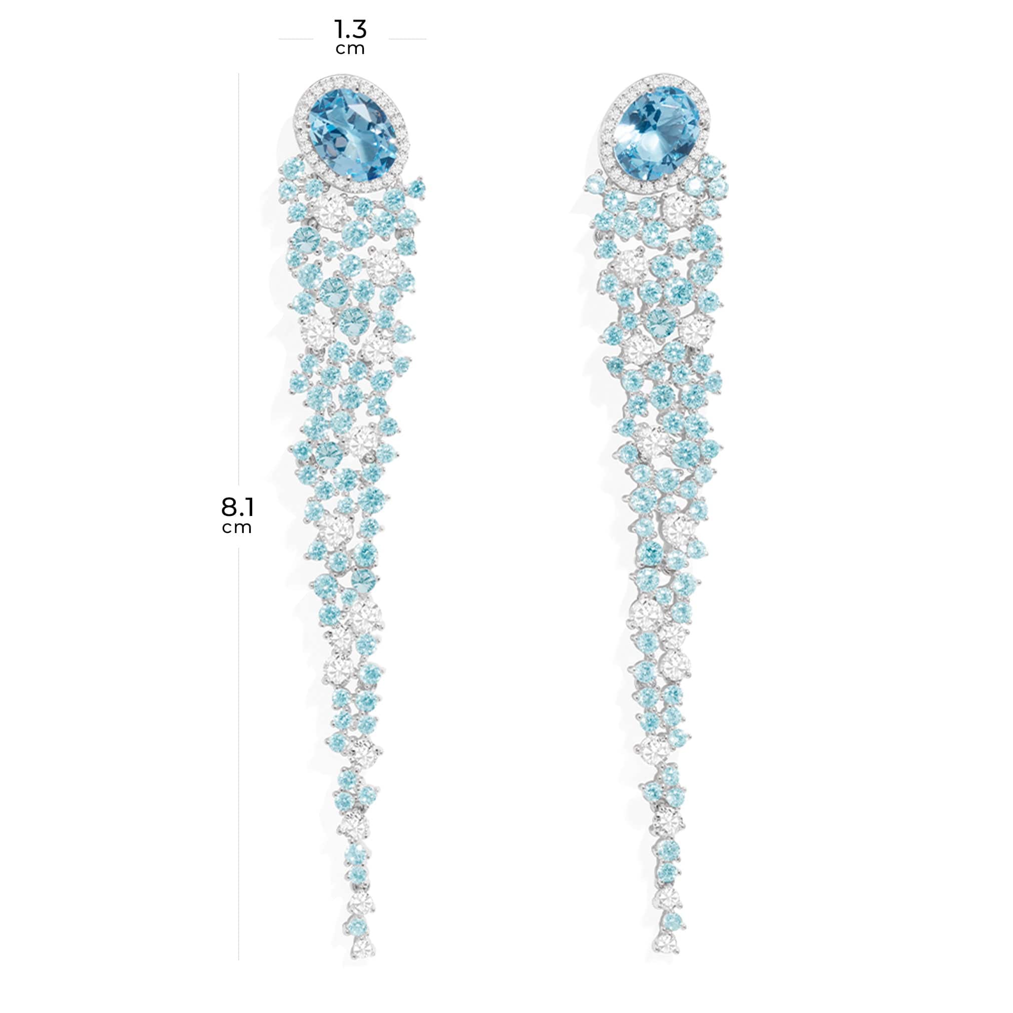 APM Monaco Long Lagoon Blue Drop Earrings in Silver